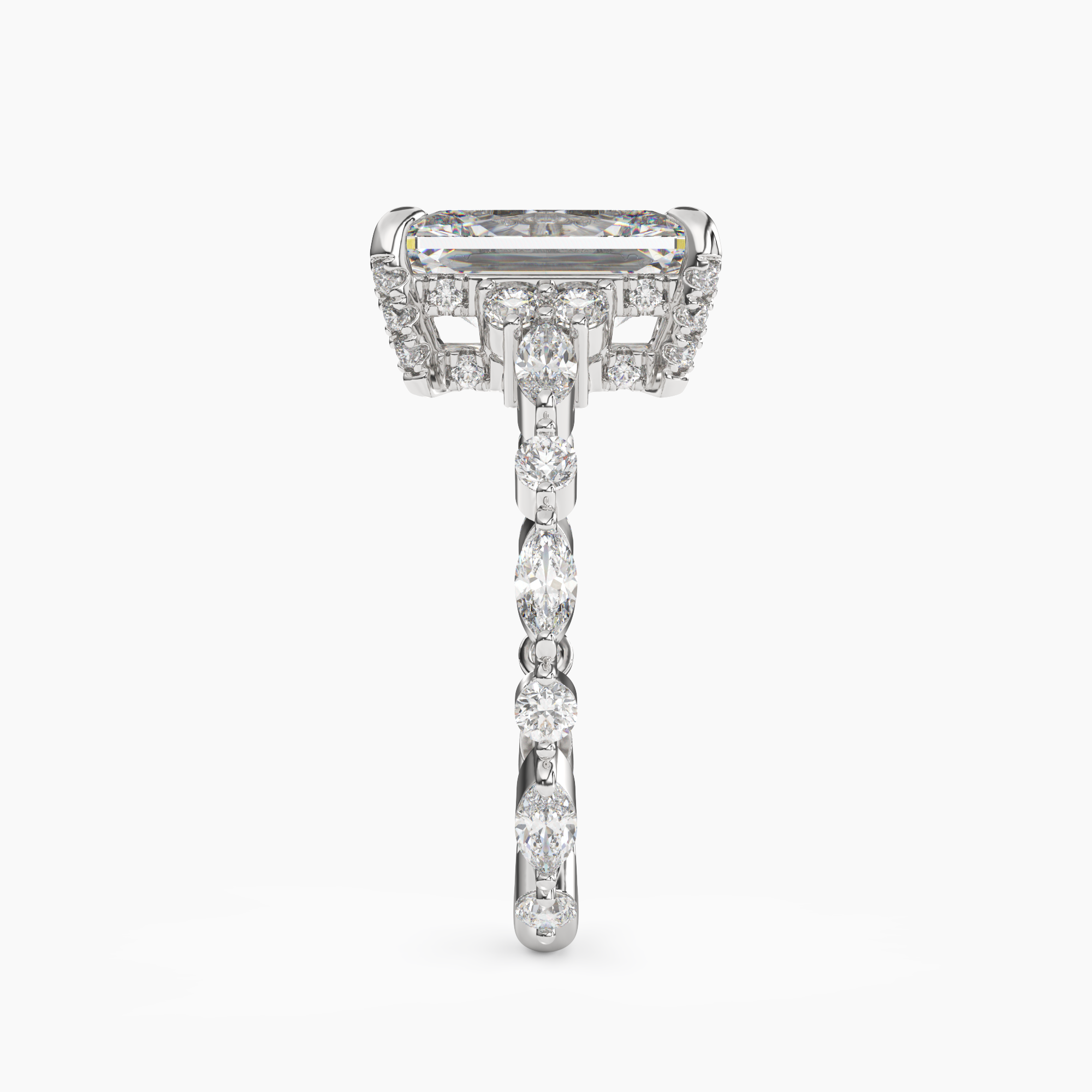 Flora 4 Carat Radiant Cut Solitaire Lab Grown Diamond Ring in Platinum - View 3