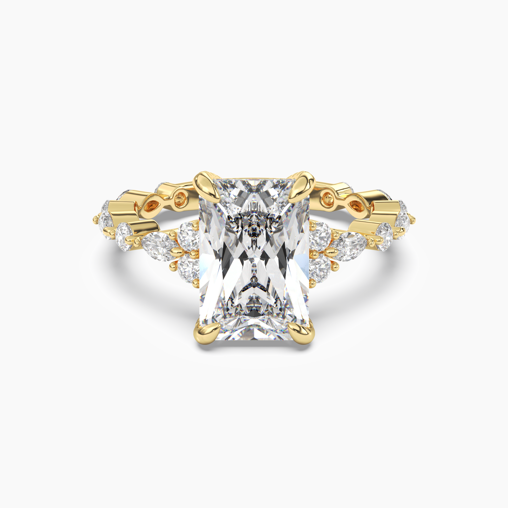 Flora 3 Carat Radiant Cut Solitaire Lab Grown Diamond Ring in Silver - View 4