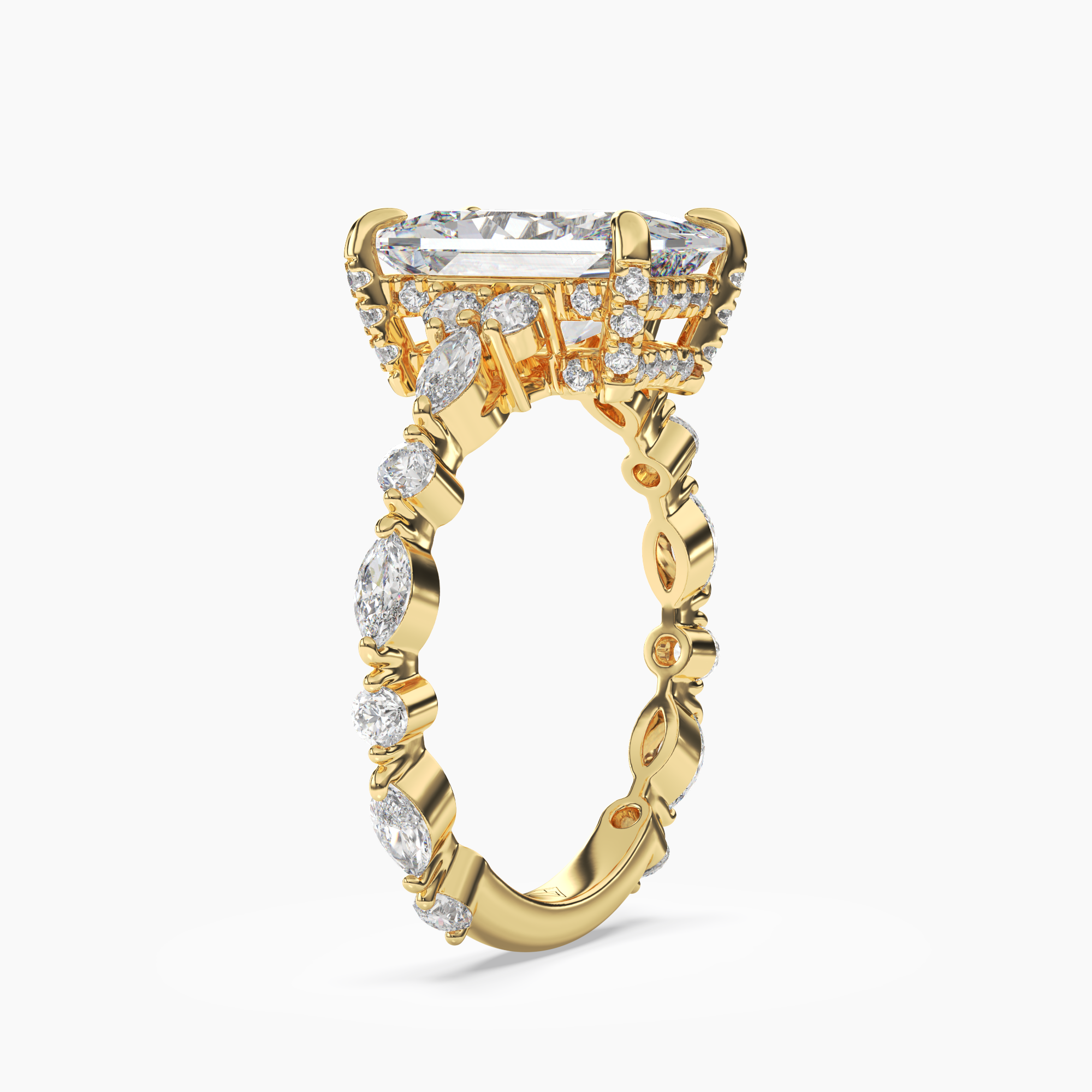 Flora 2 Carat Radiant Cut Solitaire Lab Grown Diamond Ring in Platinum - View 5