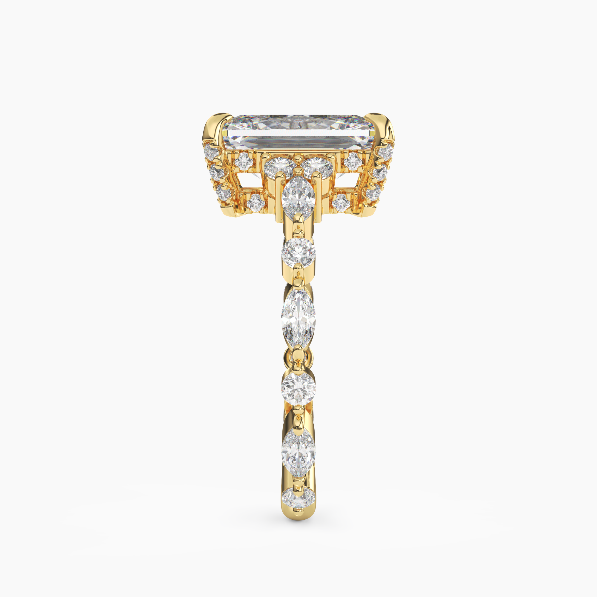 Flora 3.5 Carat Radiant Cut Solitaire Lab Grown Diamond Ring in Silver - View 6
