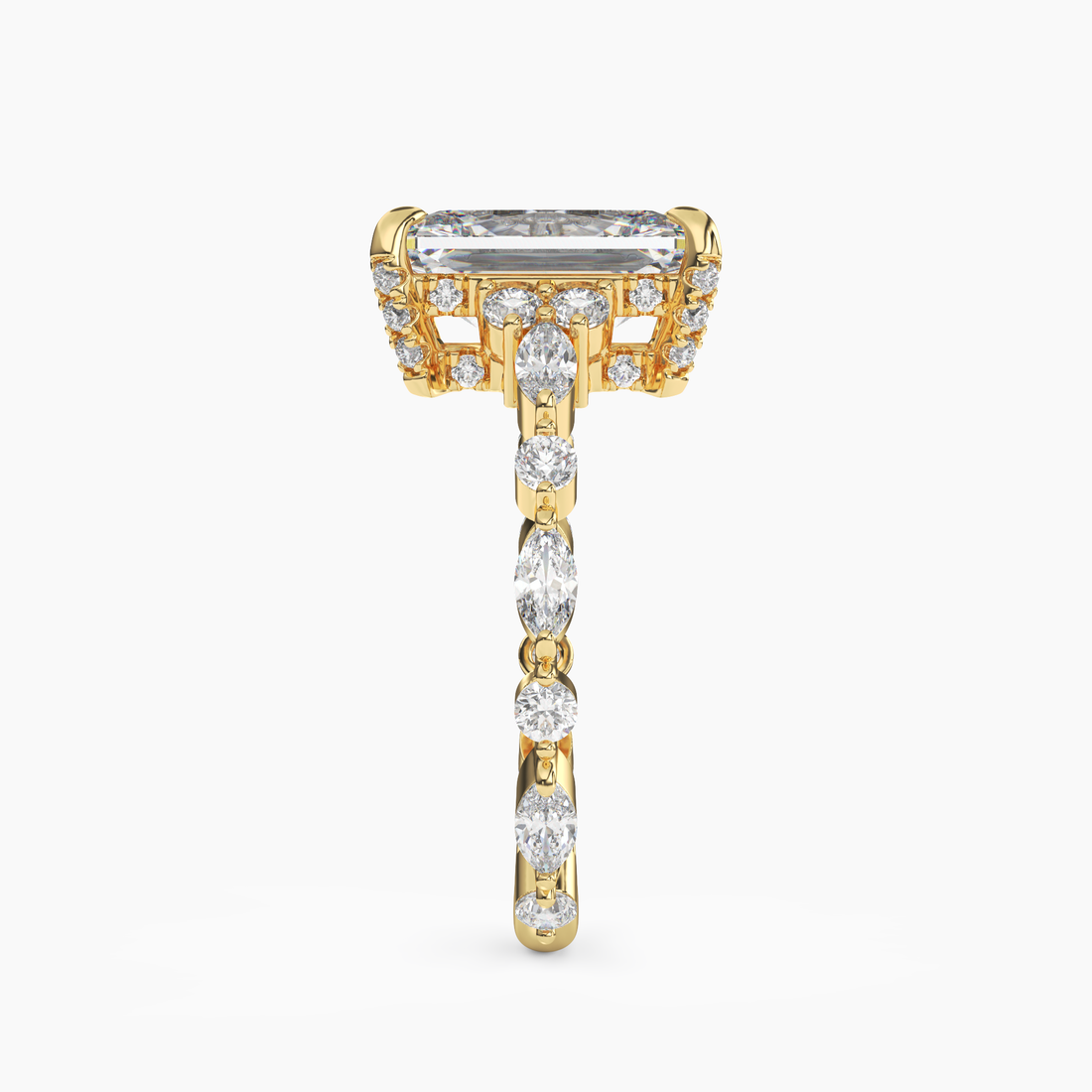 Flora 3.5 Carat Radiant Cut Solitaire Lab Grown Diamond Ring in Silver - View 6