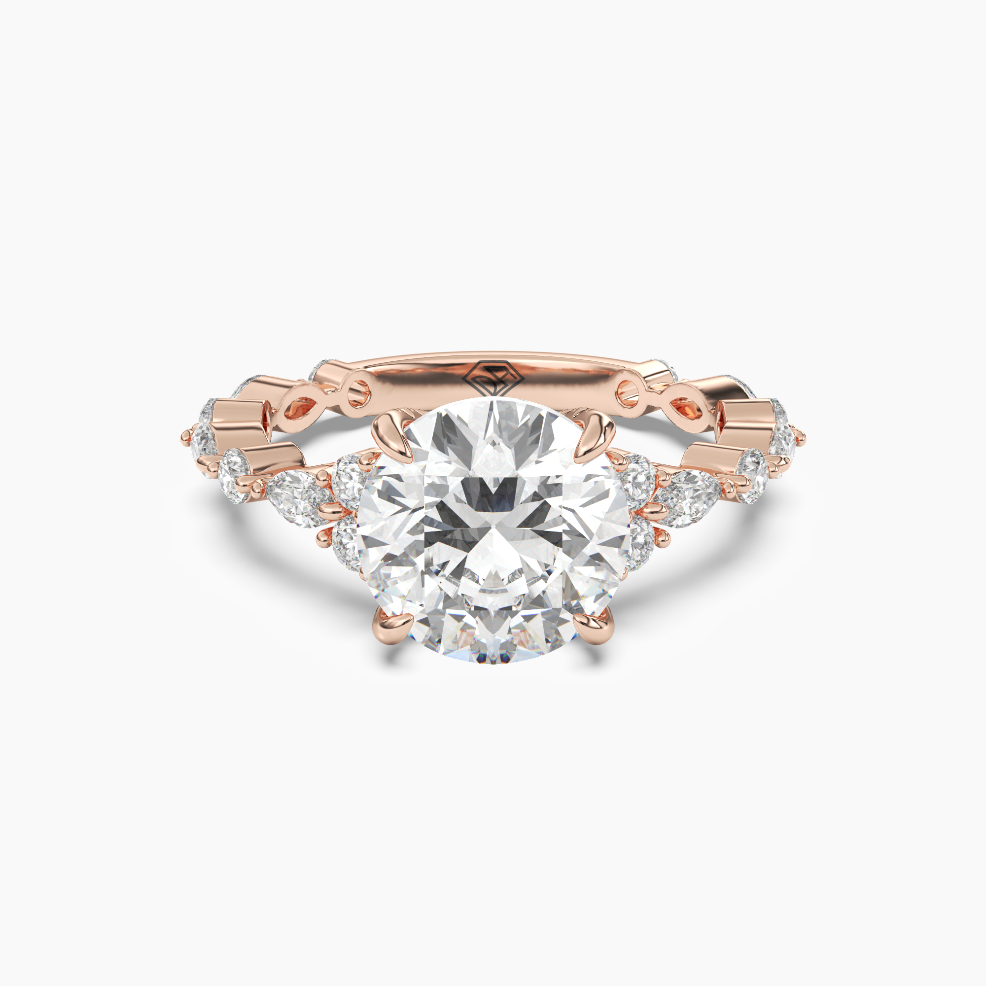 Flora 2.5 Carat Round Cut Hidden Halo Lab Grown Diamond Ring in 14K Yellow Gold - View 7