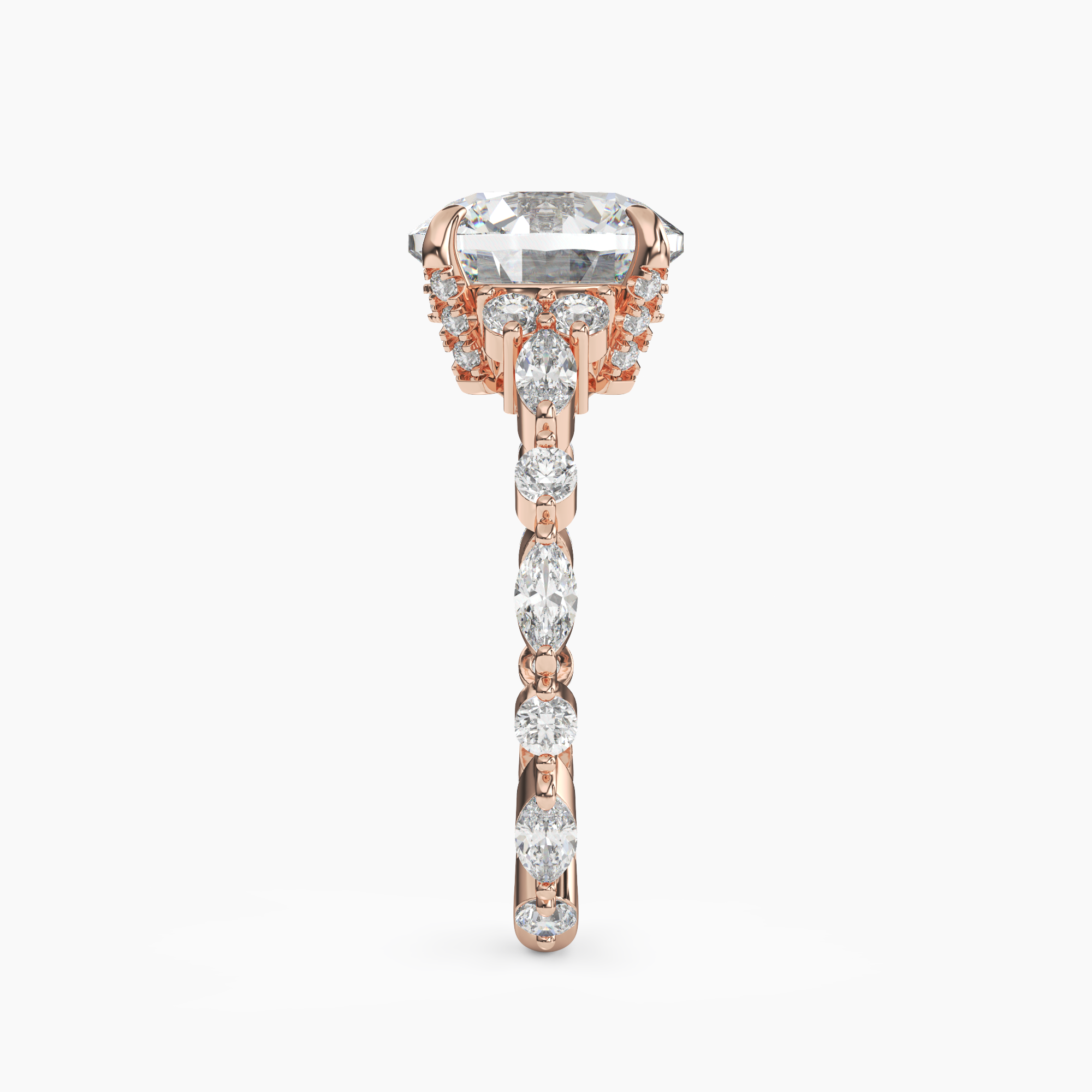 Flora 4 Carat Round Cut Hidden Halo Lab Grown Diamond Ring in Platinum - View 9