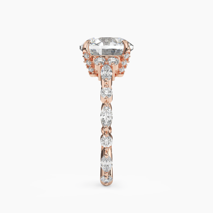 Flora 2 Carat Round Cut Hidden Halo Lab Grown Diamond Ring in 14K Yellow Gold - View 9