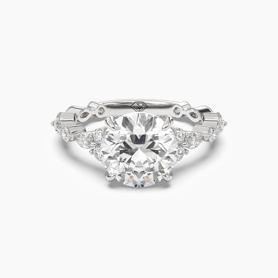 Flora 5 Carat Round Cut Hidden Halo Lab Grown Diamond Ring in 18K Rose Gold - View 4
