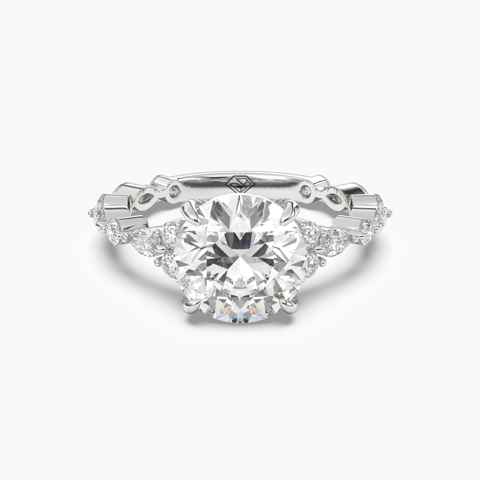 Flora 1 Carat Round Cut Hidden Halo Lab Grown Diamond Ring in Silver