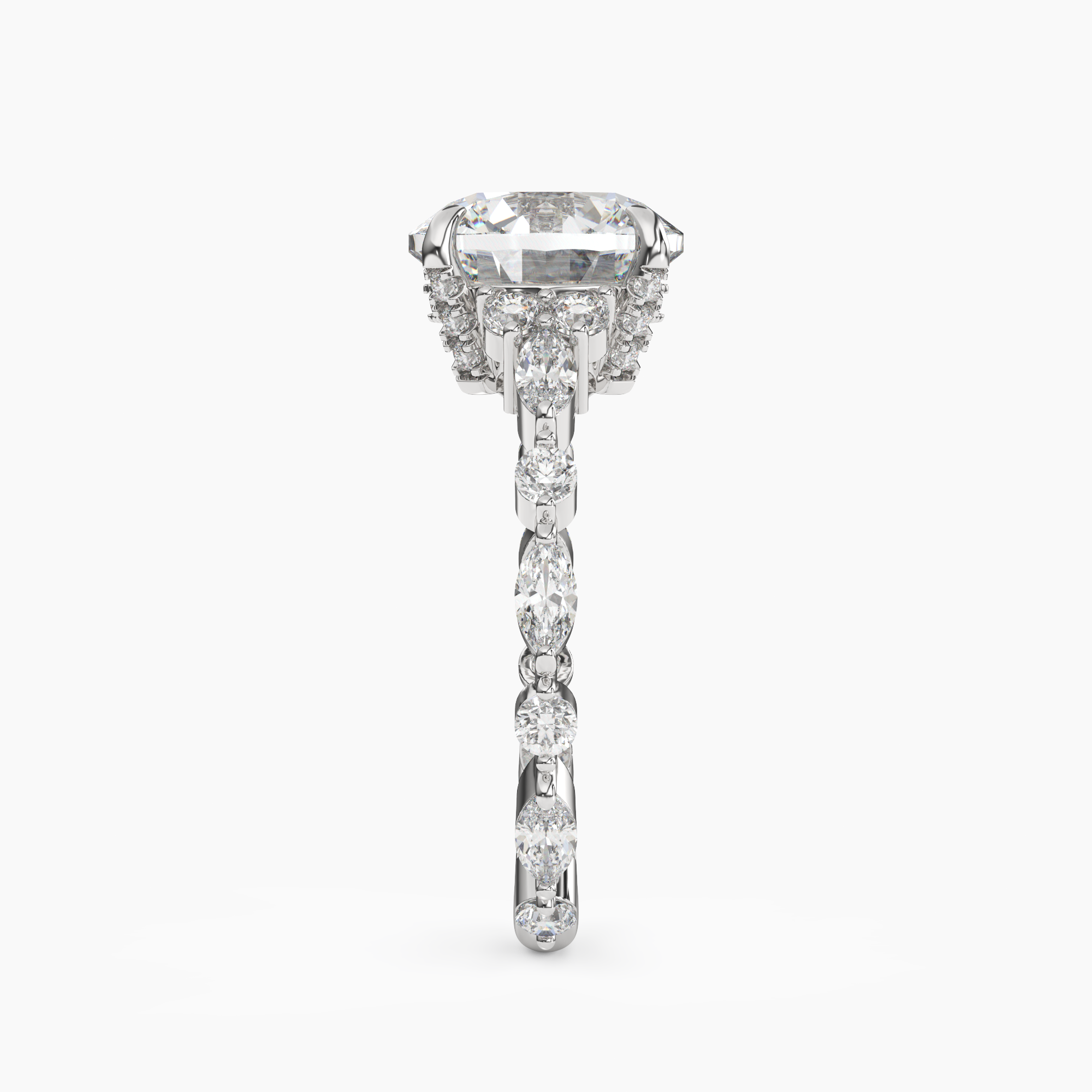 Flora 4 Carat Round Cut Hidden Halo Lab Grown Diamond Ring in Platinum - View 3