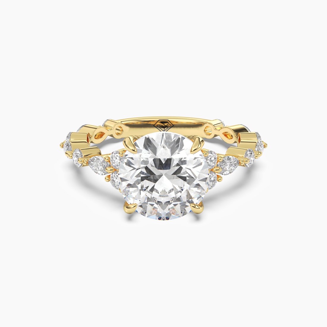 Flora 4 Carat Round Cut Hidden Halo Lab Grown Diamond Ring in Platinum - View 4
