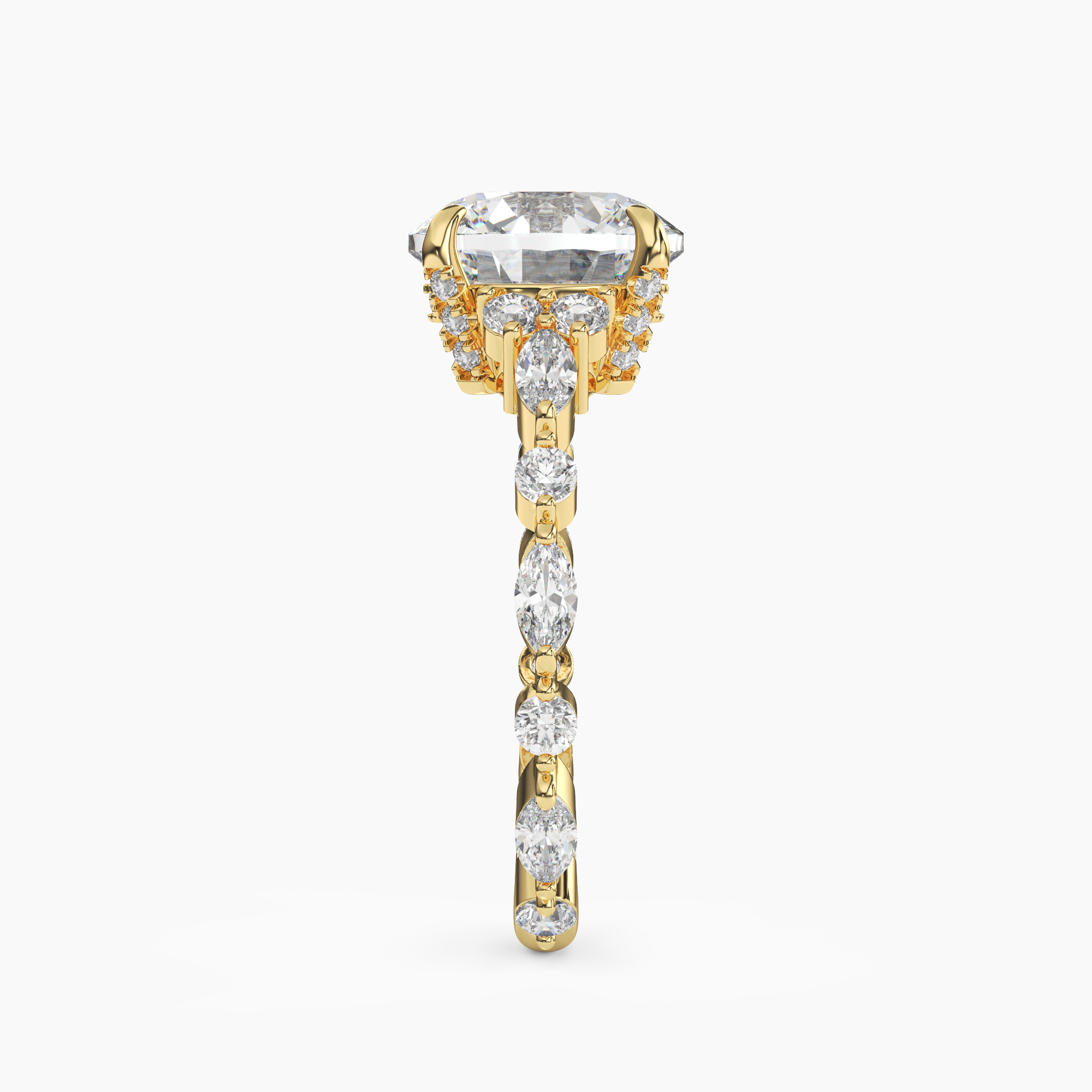 Flora 1.5 Carat Round Cut Hidden Halo Lab Grown Diamond Ring in 14K White Gold - View 6