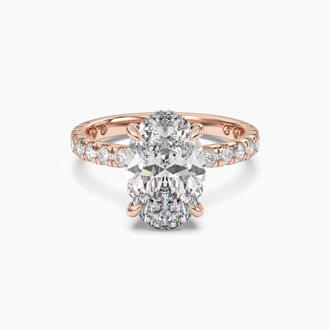 Giselle 1 Carat Oval Cut Hidden Halo Lab Grown Diamond Ring in Silver - View 7