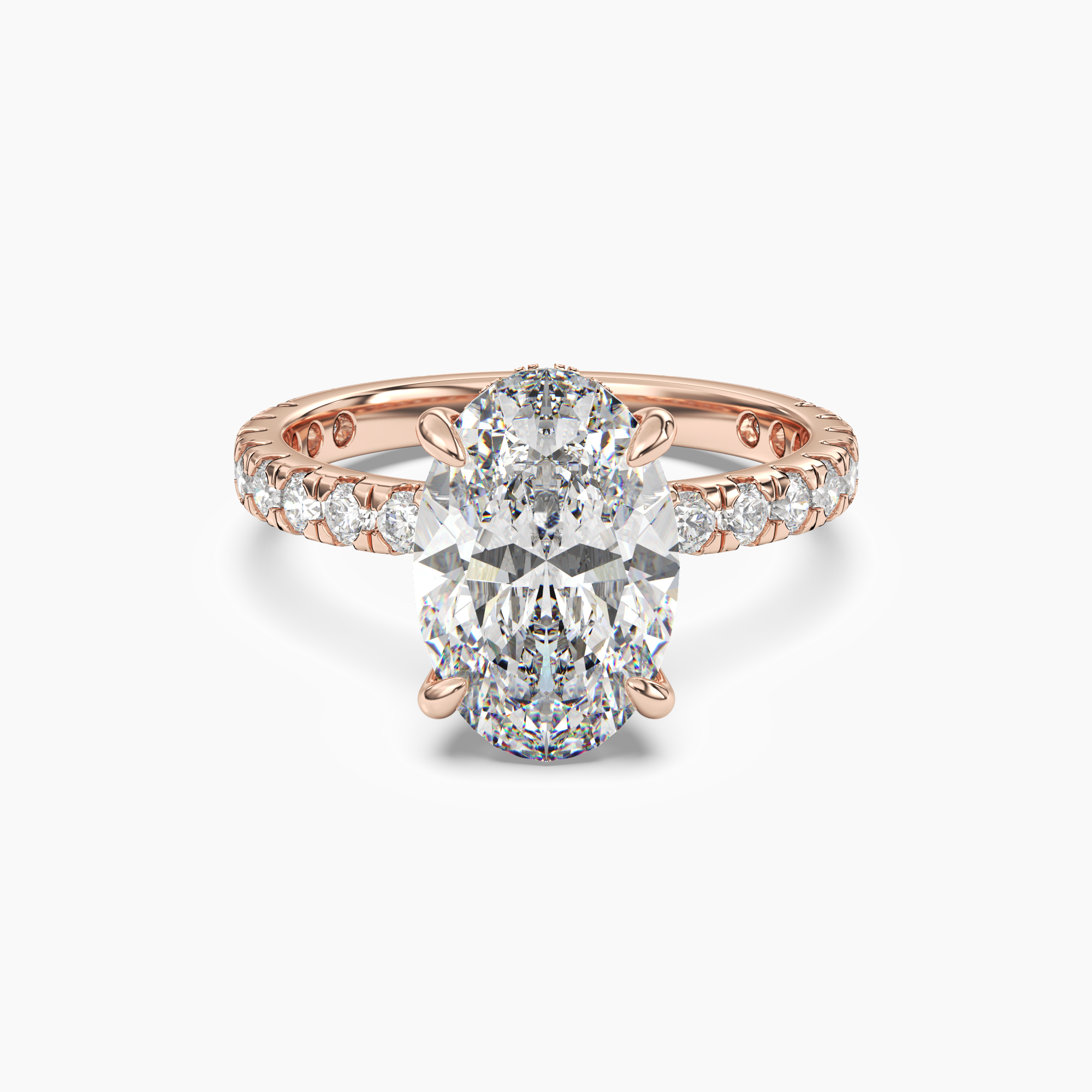Giselle 4.5 Carat Oval Cut Hidden Halo Lab Grown Diamond Ring in Silver - View 7