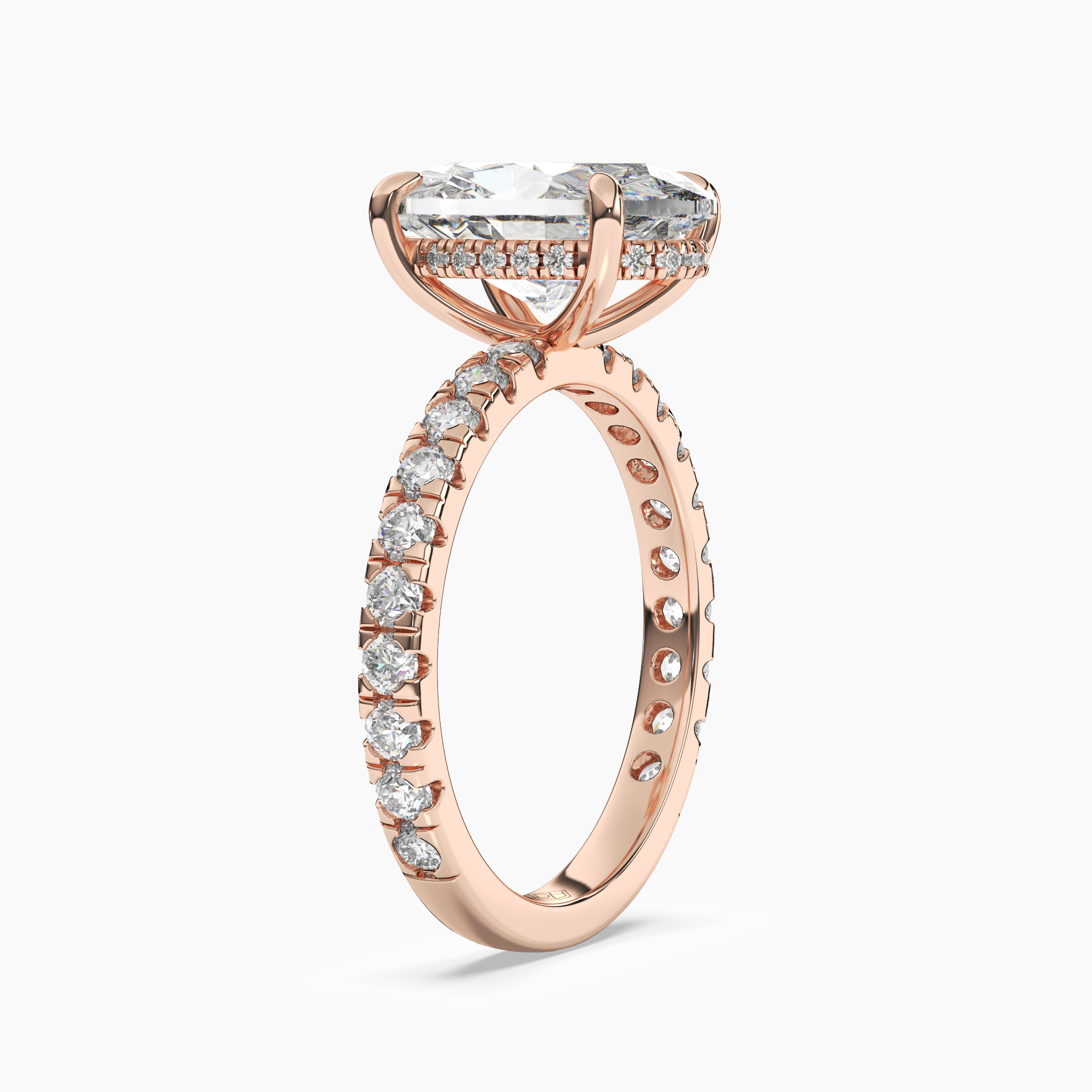 Giselle 2 Carat Oval Cut Hidden Halo Lab Grown Diamond Ring in 10K White Gold - View 8