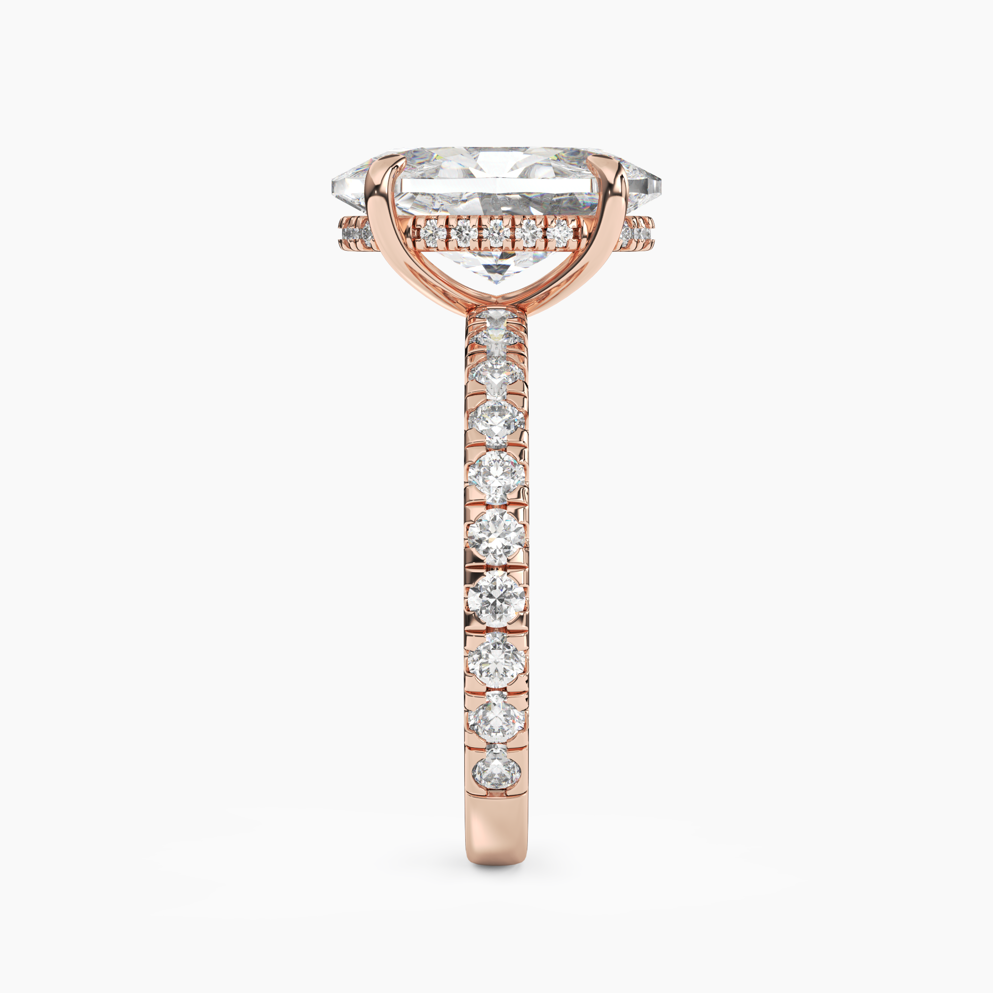 Giselle 3 Carat Oval Cut Hidden Halo Lab Grown Diamond Ring in 10K White Gold - View 9
