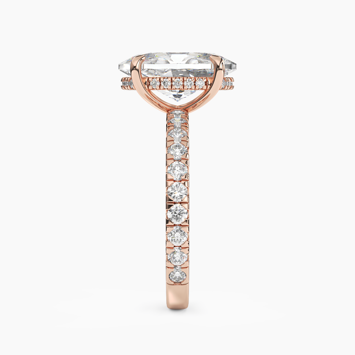 Giselle 2 Carat Oval Cut Hidden Halo Lab Grown Diamond Ring in 14K Yellow Gold - View 9