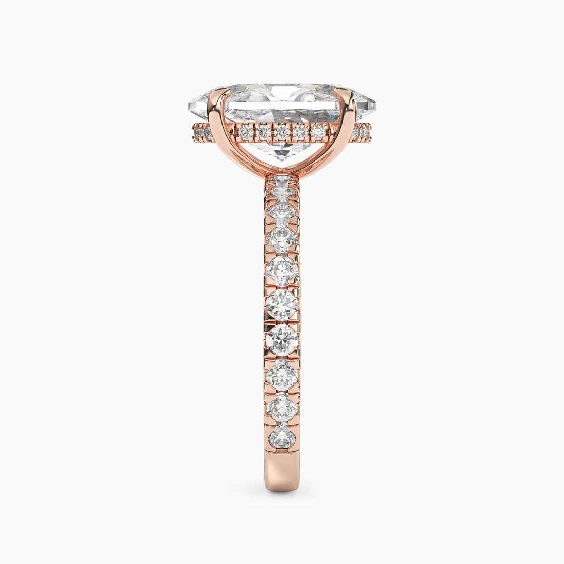 Giselle 4 Carat Oval Cut Hidden Halo Lab Grown Diamond Ring in 10K White Gold - View 9