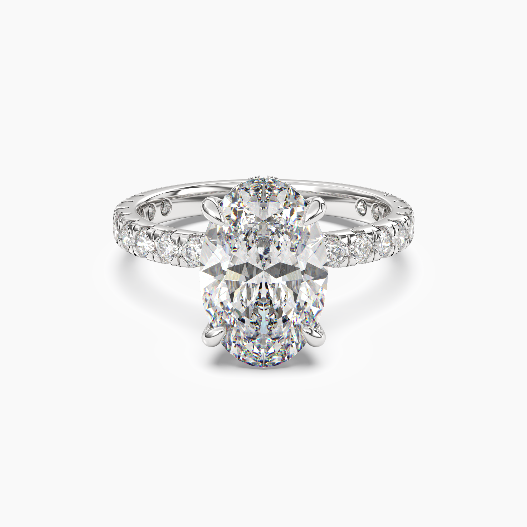 Giselle 1.5 Carat Oval Cut Hidden Halo Lab Grown Diamond Ring in Silver