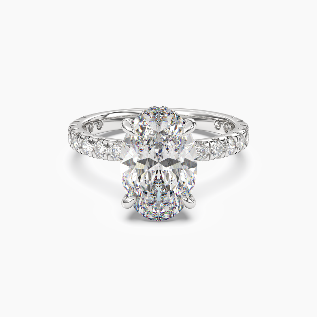 Giselle 3 Carat Oval Cut Hidden Halo Lab Grown Diamond Ring in 10K White Gold