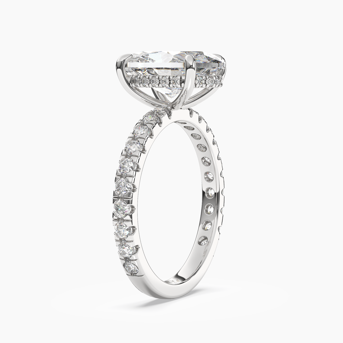 Giselle 4.5 Carat Oval Cut Hidden Halo Lab Grown Diamond Ring in 10K White Gold - View 2