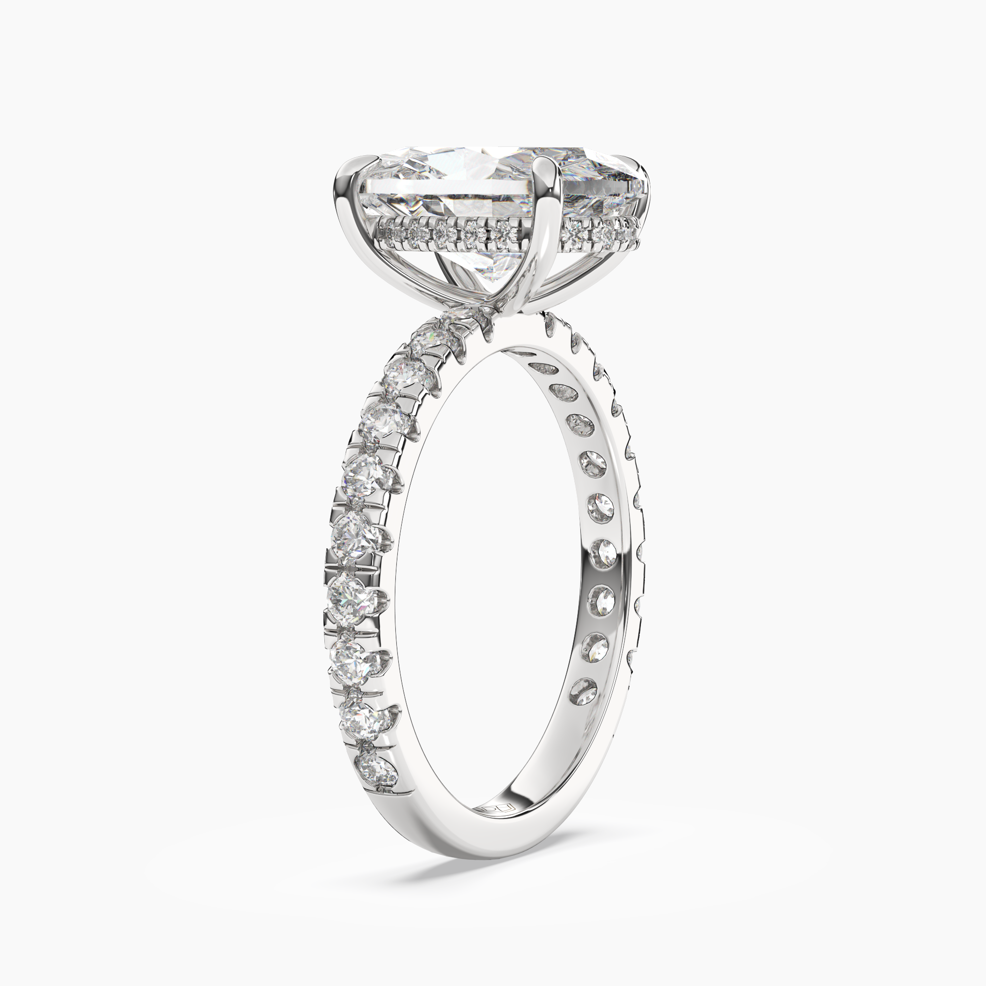 Giselle 5 Carat Oval Cut Hidden Halo Lab Grown Diamond Ring in Silver - View 2