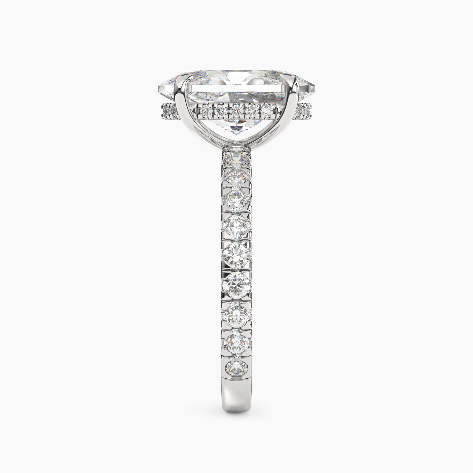 Giselle 5 Carat Oval Cut Hidden Halo Lab Grown Diamond Ring in Silver - View 3