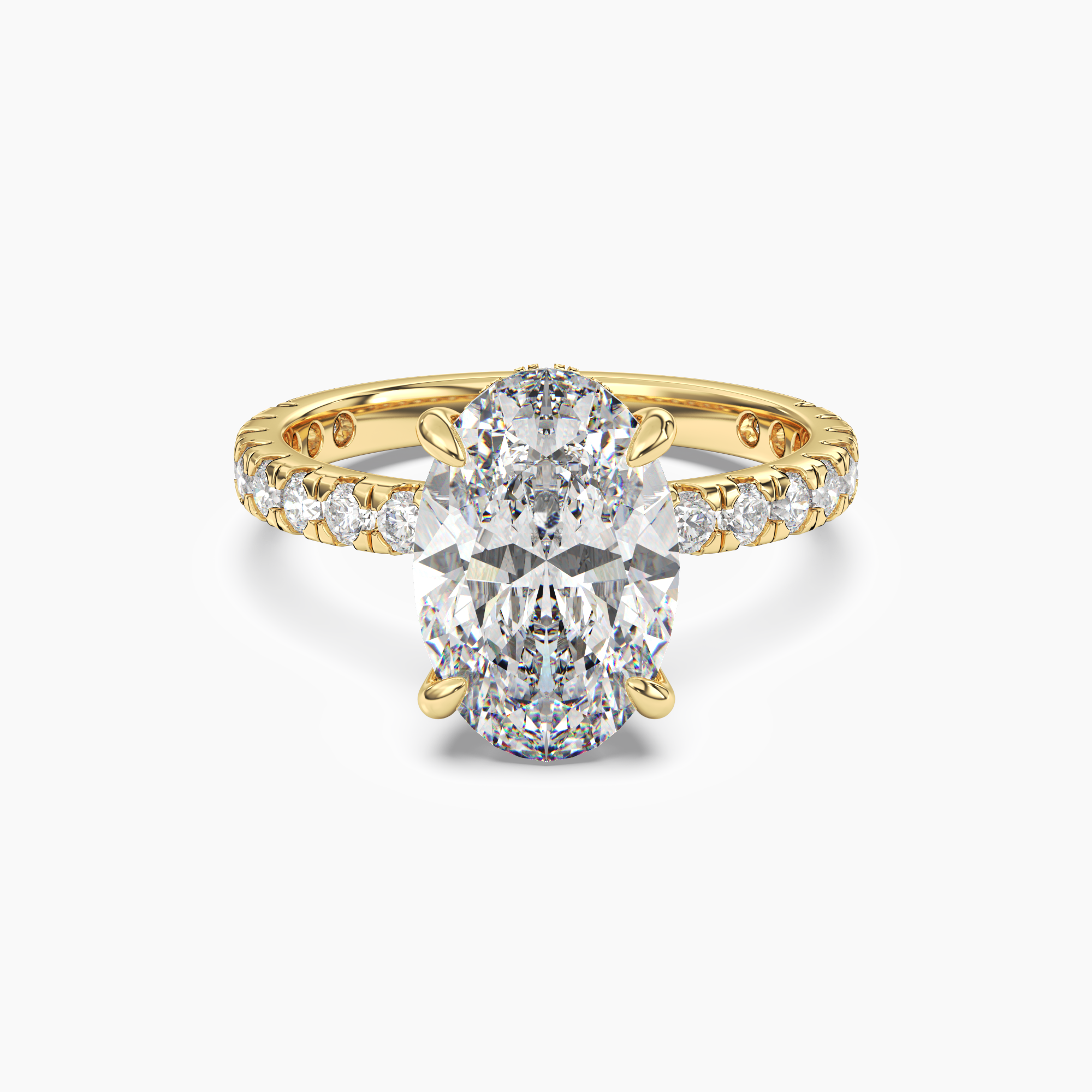 Giselle 1.5 Carat Oval Cut Hidden Halo Lab Grown Diamond Ring in Silver - View 4