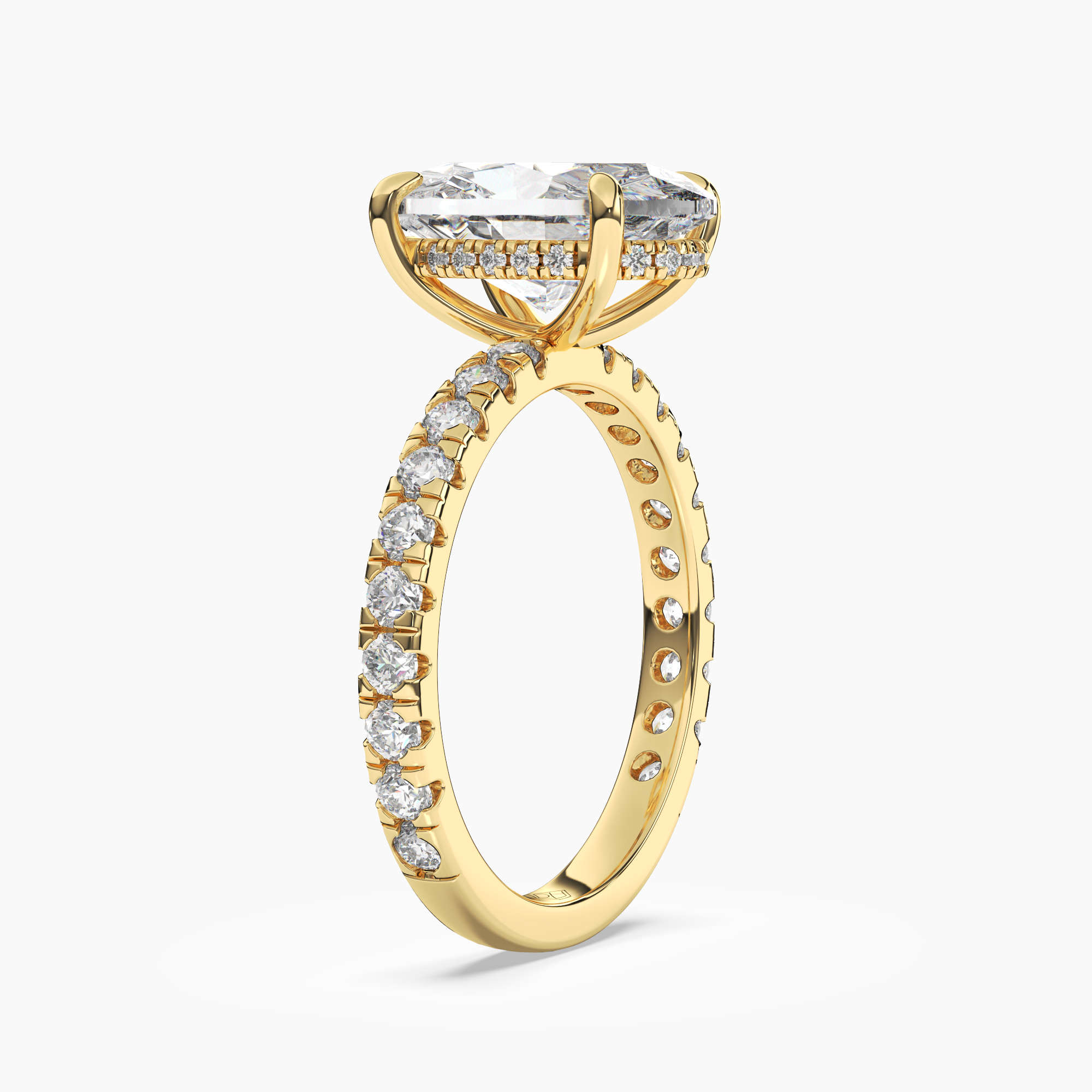 Giselle 3 Carat Oval Cut Hidden Halo Lab Grown Diamond Ring in Silver - View 5