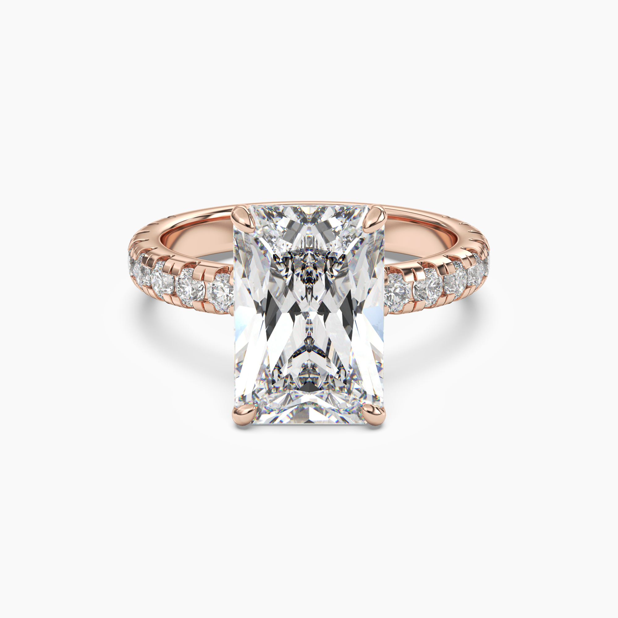 Giselle 4 Carat Radiant Cut Pave Lab Grown Diamond Ring in 10K White Gold - View 7