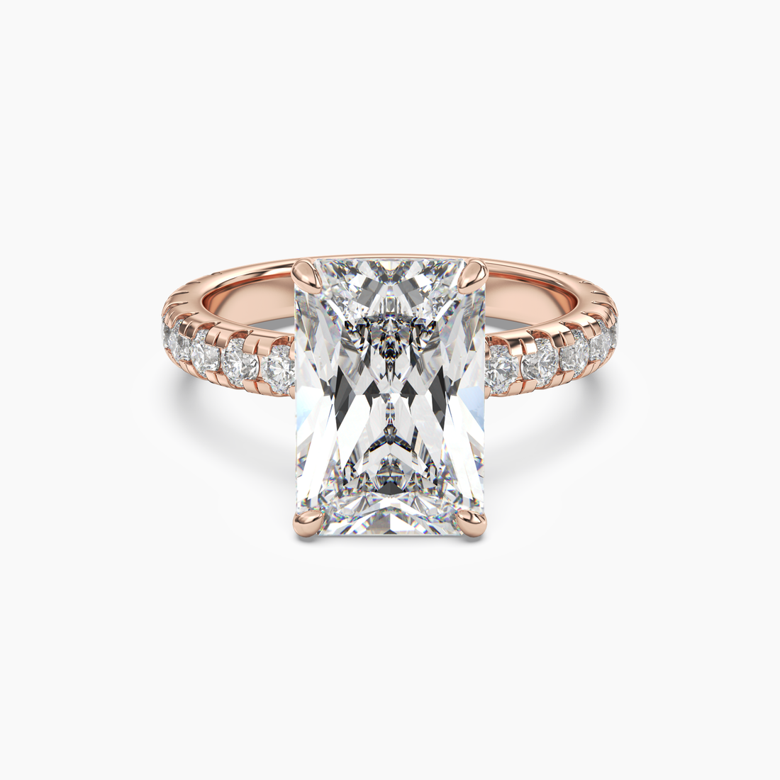 Giselle 4.5 Carat Radiant Cut Pave Lab Grown Diamond Ring in 14K Yellow Gold - View 7