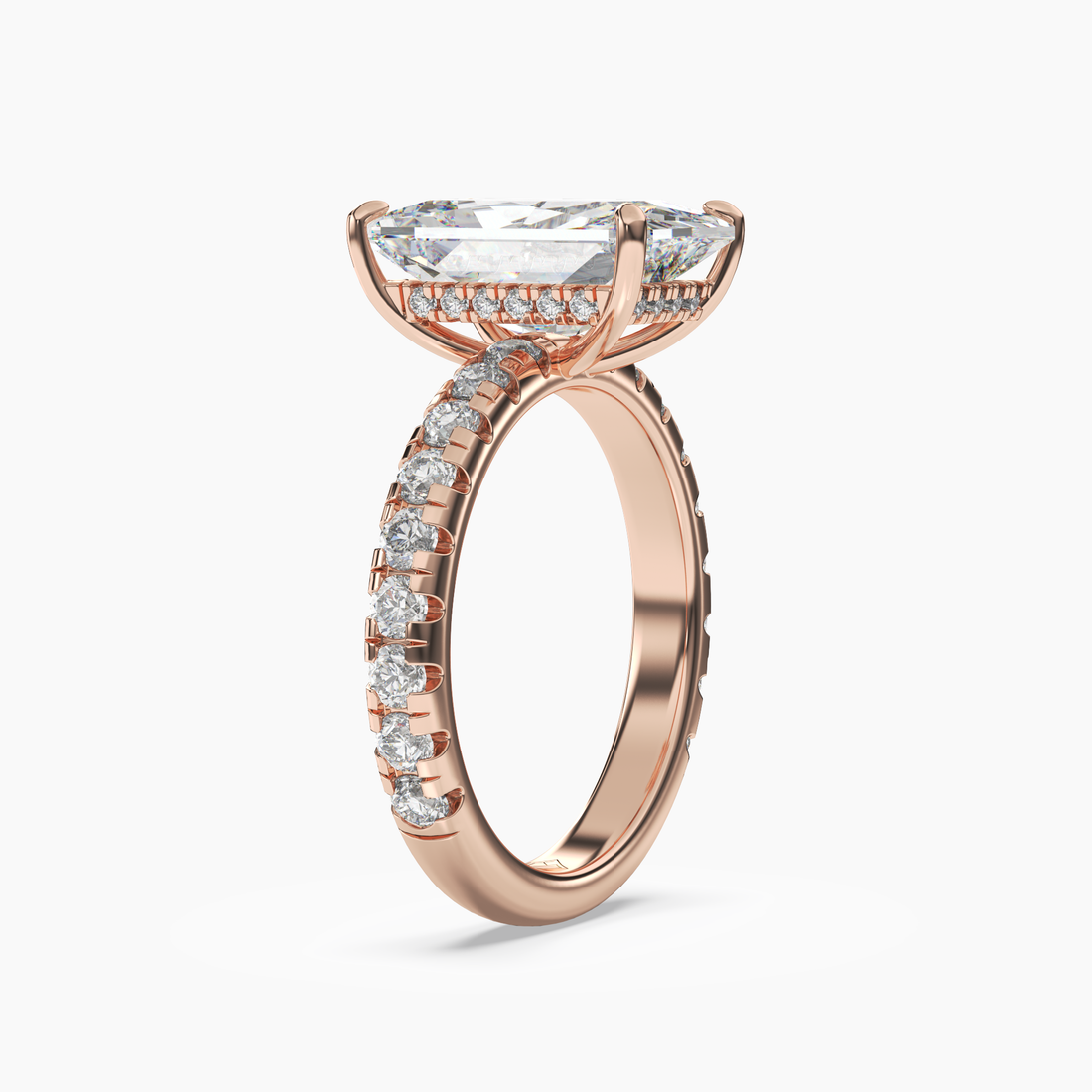 Giselle 4.5 Carat Radiant Cut Pave Lab Grown Diamond Ring in 18K Rose Gold - View 2