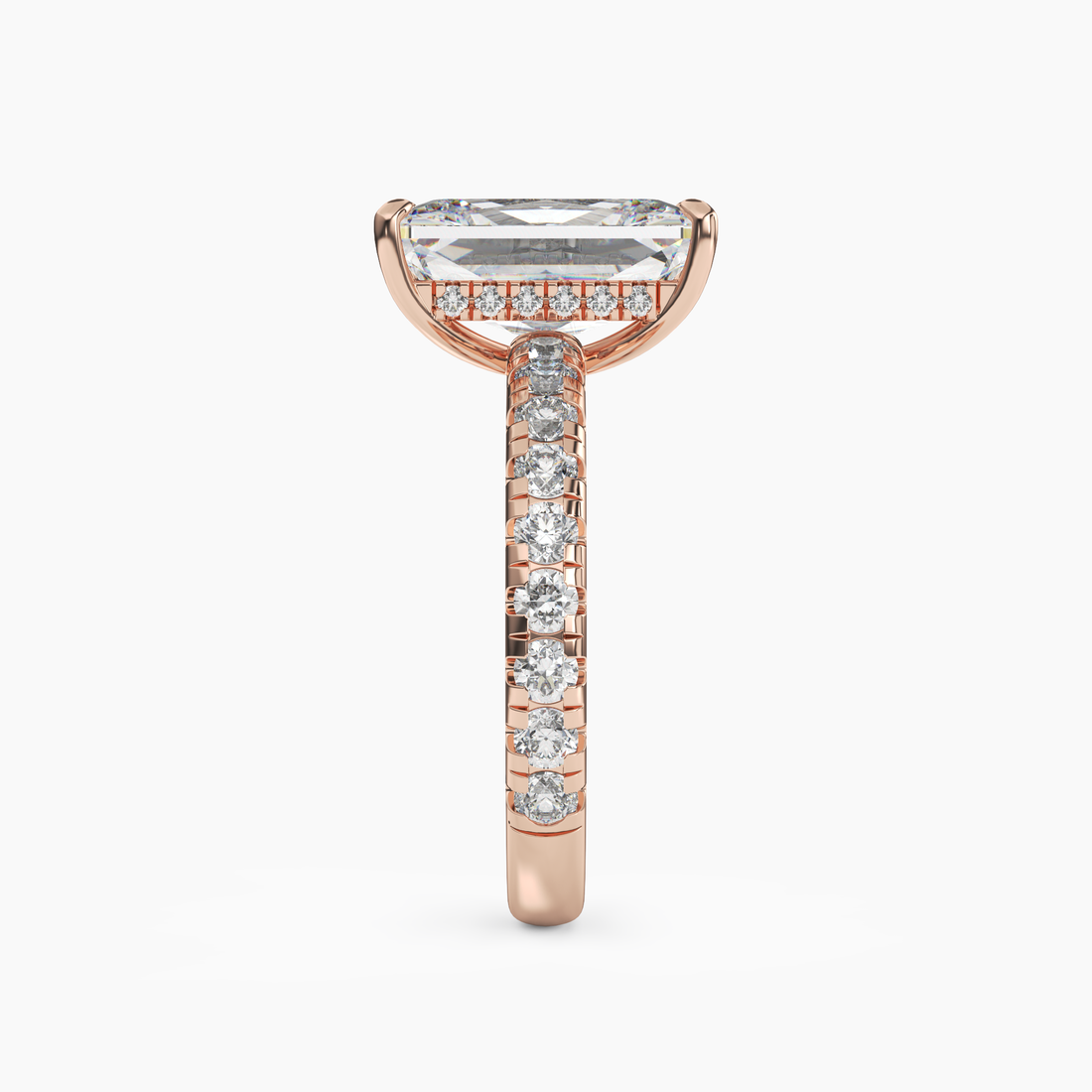 Giselle 2 Carat Radiant Cut Pave Lab Grown Diamond Ring in 14K Yellow Gold - View 9