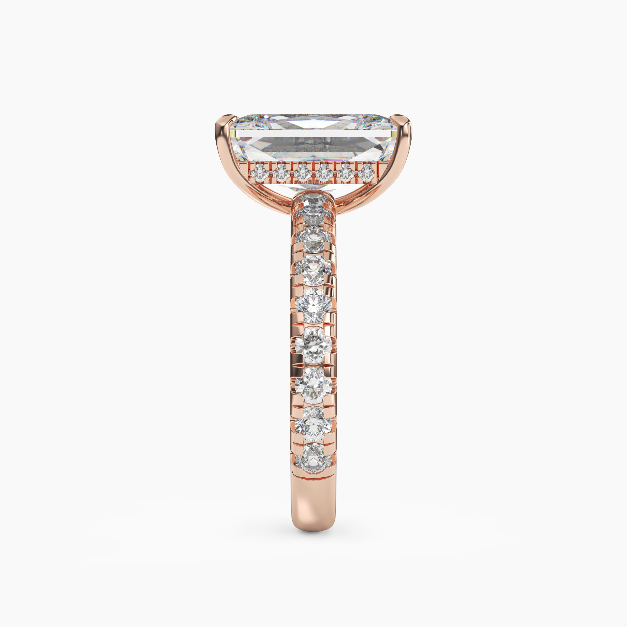 Giselle 2 Carat Radiant Cut Pave Lab Grown Diamond Ring in 14K White Gold - View 9