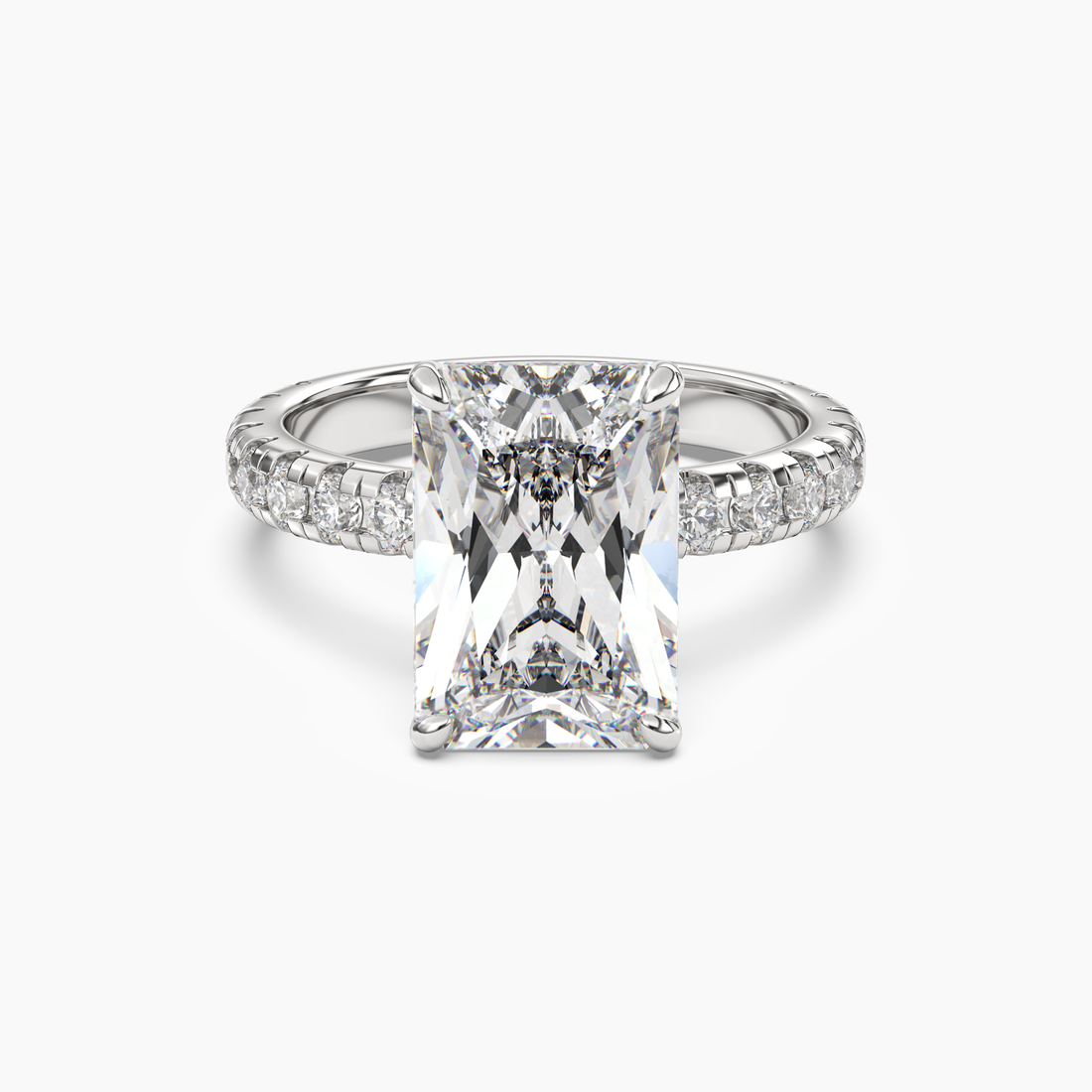 Giselle 5 Carat Radiant Cut Pave Lab Grown Diamond Ring in 18K Yellow Gold - View 4
