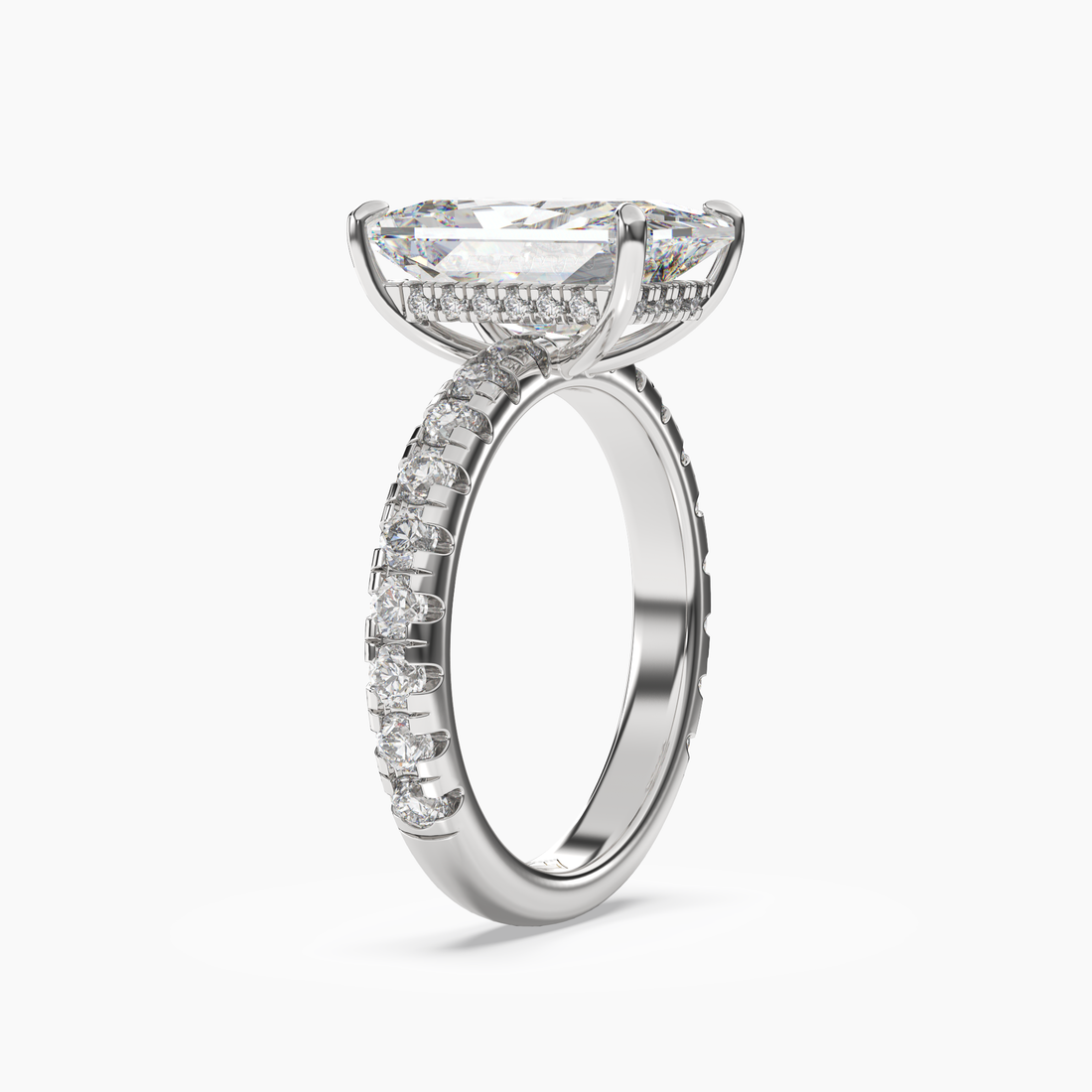 Giselle 5 Carat Radiant Cut Pave Lab Grown Diamond Ring in 10K White Gold - View 2