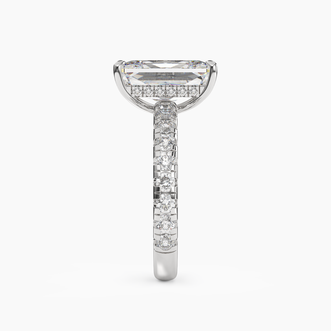 Giselle 4 Carat Radiant Cut Pave Lab Grown Diamond Ring in 18K Yellow Gold - View 6