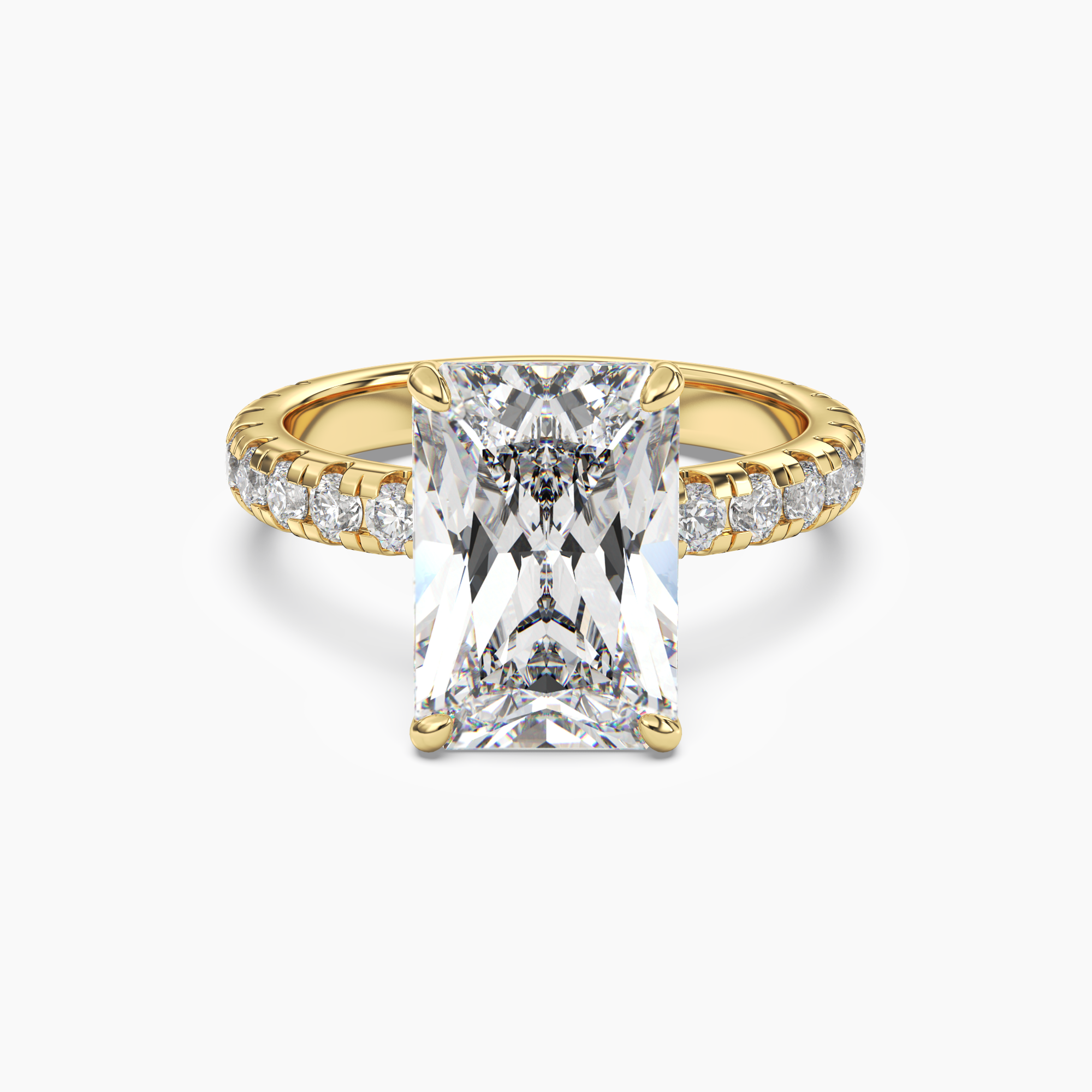 Giselle 4.5 Carat Radiant Cut Pave Lab Grown Diamond Ring in 10K Rose Gold - View 7