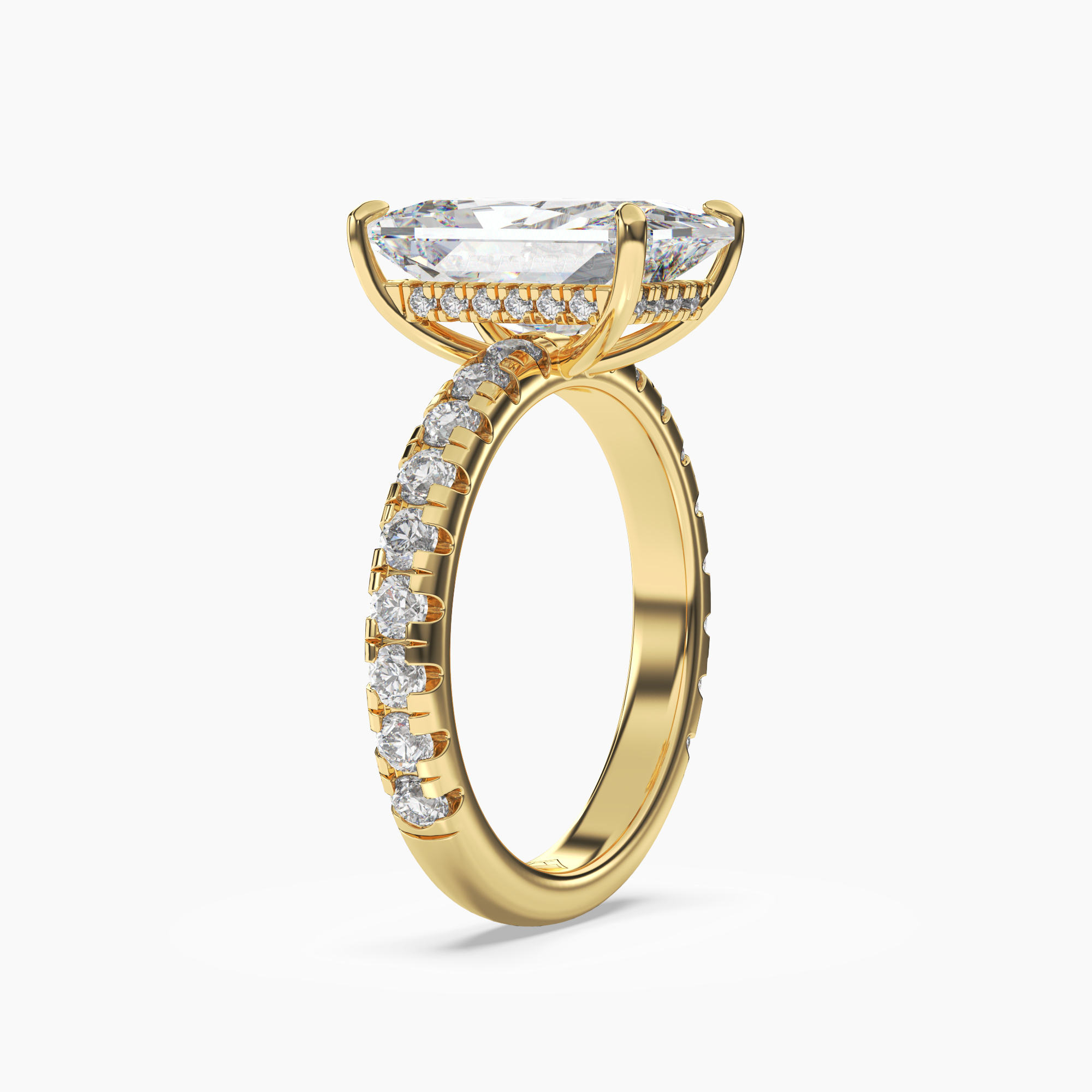 Giselle 4 Carat Radiant Cut Pave Lab Grown Diamond Ring in 10K Rose Gold - View 8