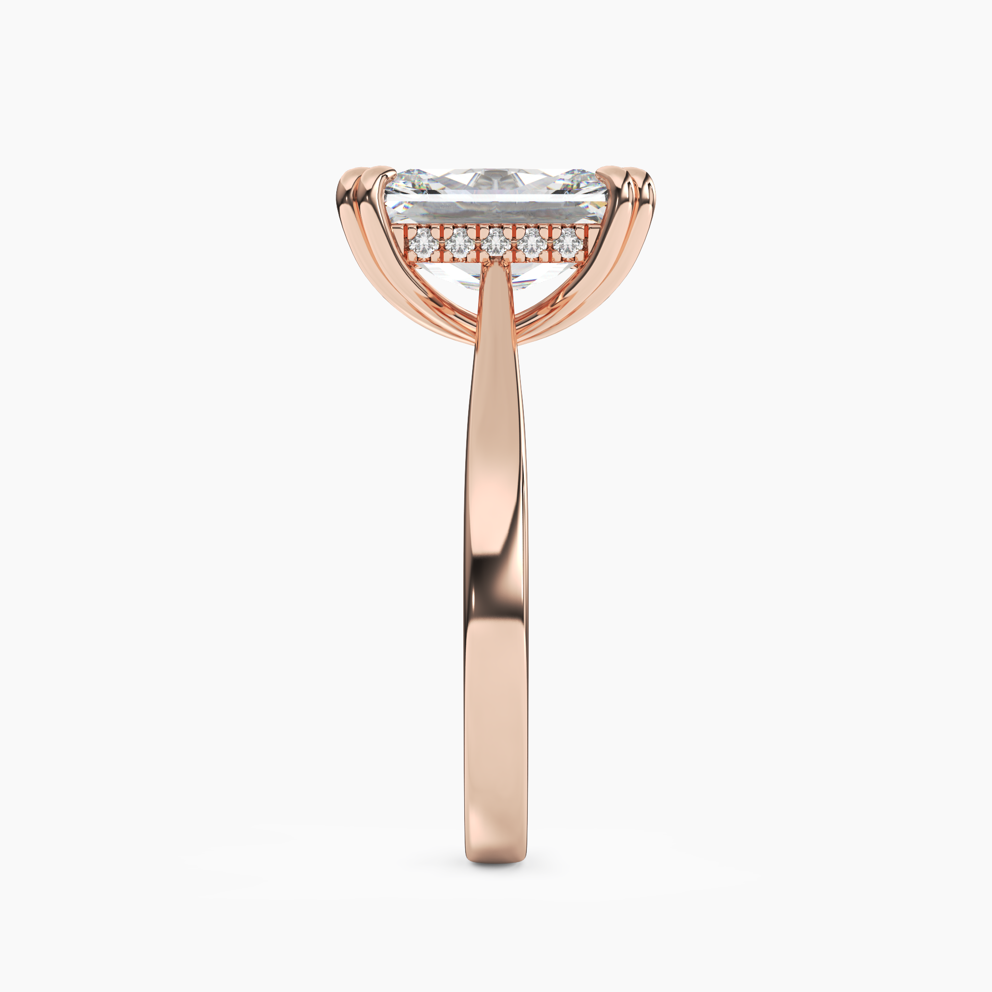 Daphne 1 Carat Radiant Cut Solitaire Lab Grown Diamond Ring in Silver - View 9