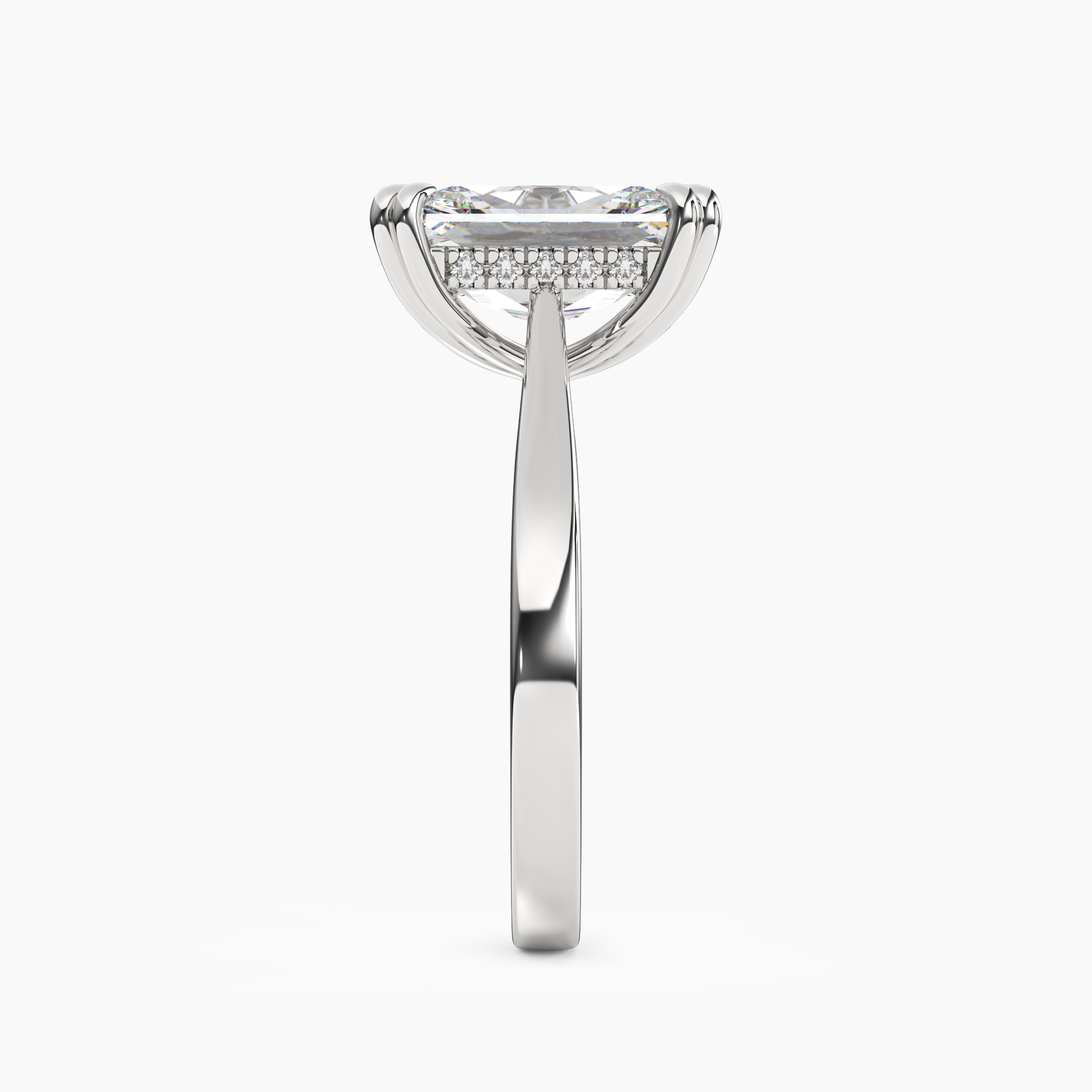 Daphne 4 Carat Radiant Cut Solitaire Lab Grown Diamond Ring in 10K White Gold - View 3