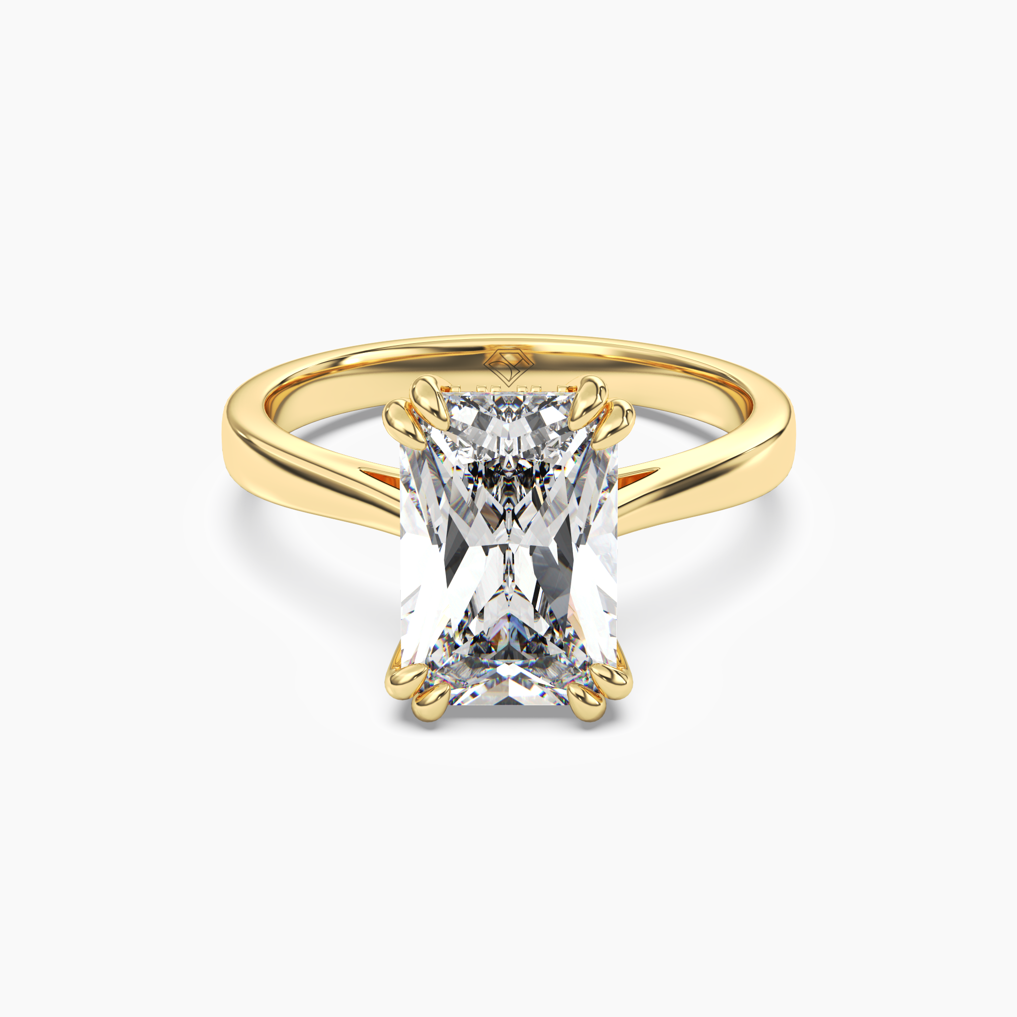 Daphne 3 Carat Radiant Cut Solitaire Lab Grown Diamond Ring in 18K Yellow Gold