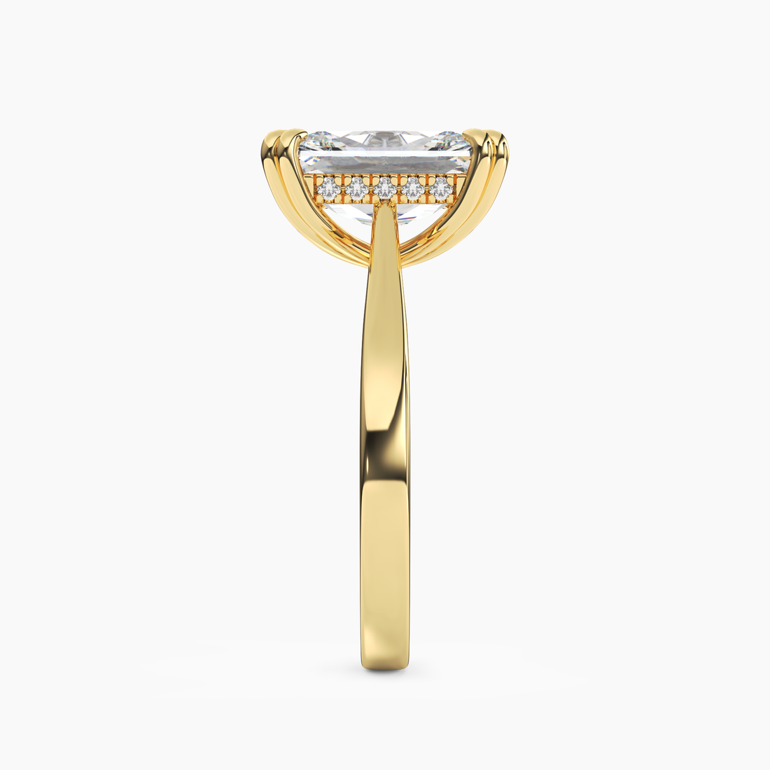 Daphne 2 Carat Radiant Cut Solitaire Lab Grown Diamond Ring in 14K Yellow Gold - View 3