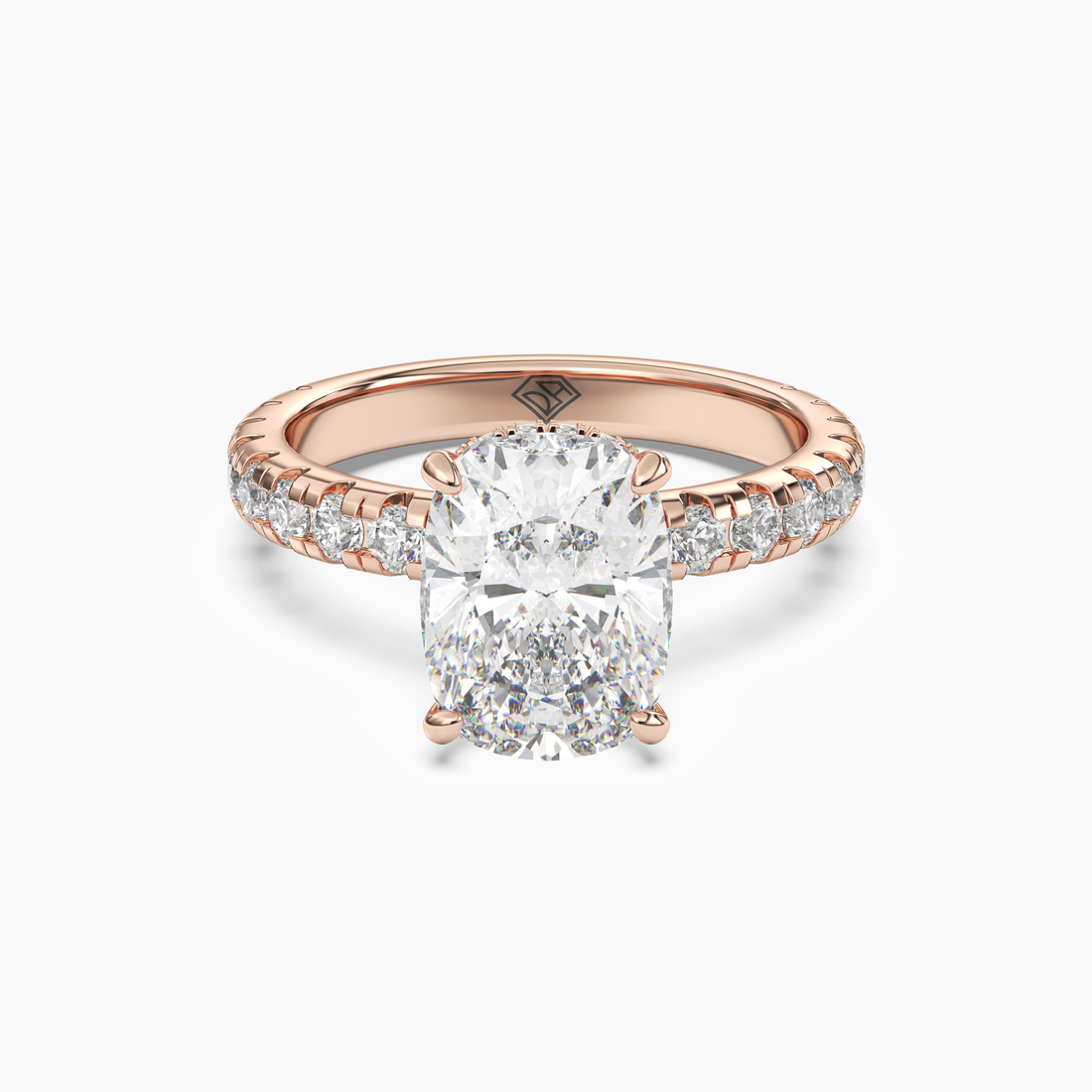 Iris 4.5 Carat Cushion Cut Hidden Halo Lab Grown Diamond Ring in 18K White Gold - View 7