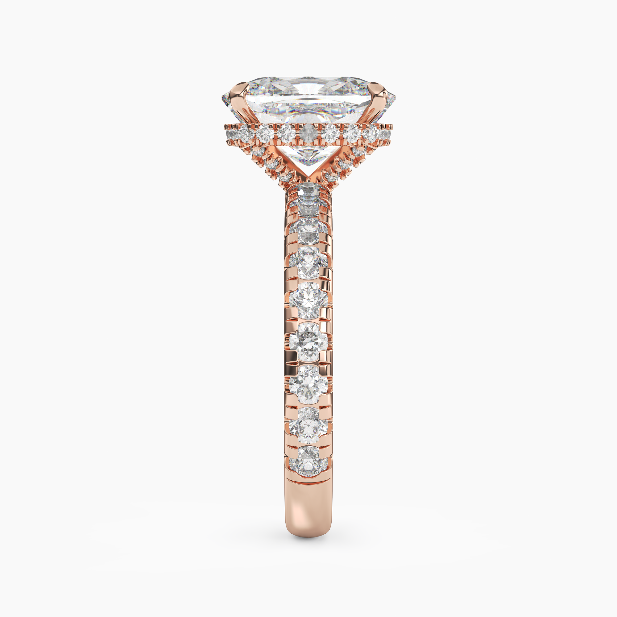 Iris 4 Carat Cushion Cut Hidden Halo Lab Grown Diamond Ring in Platinum - View 9