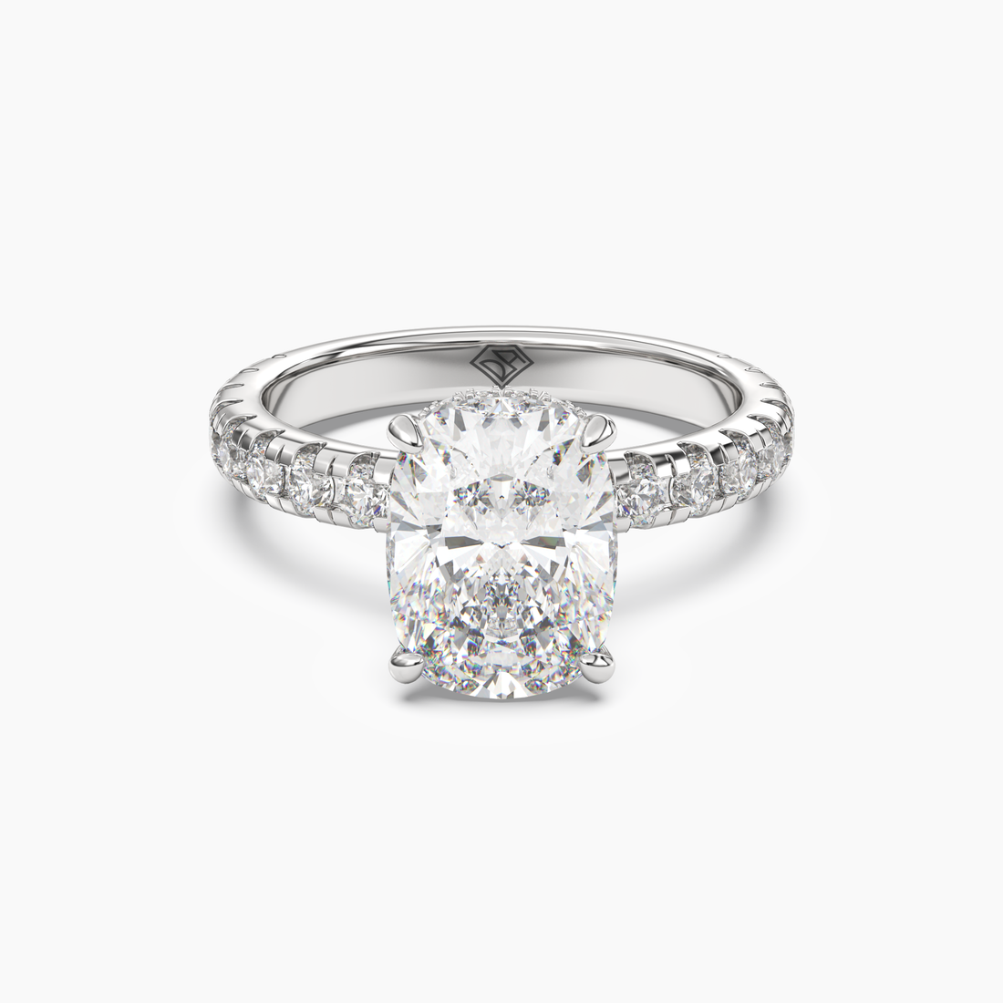 Iris 3 Carat Cushion Cut Hidden Halo Lab Grown Diamond Ring in 14K Rose Gold - View 4