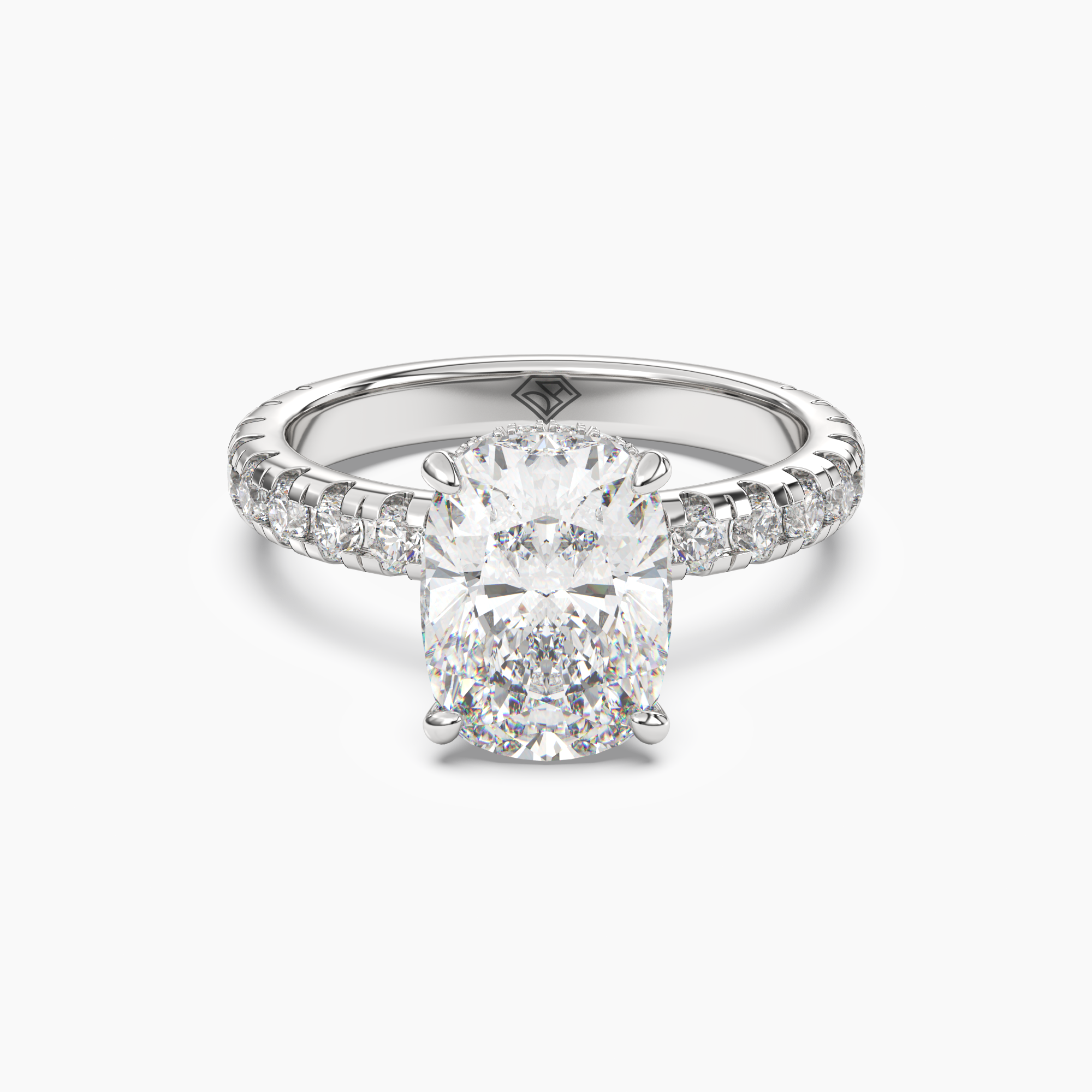 Iris 2.5 Carat Cushion Cut Hidden Halo Lab Grown Diamond Ring in 14K Rose Gold - View 4