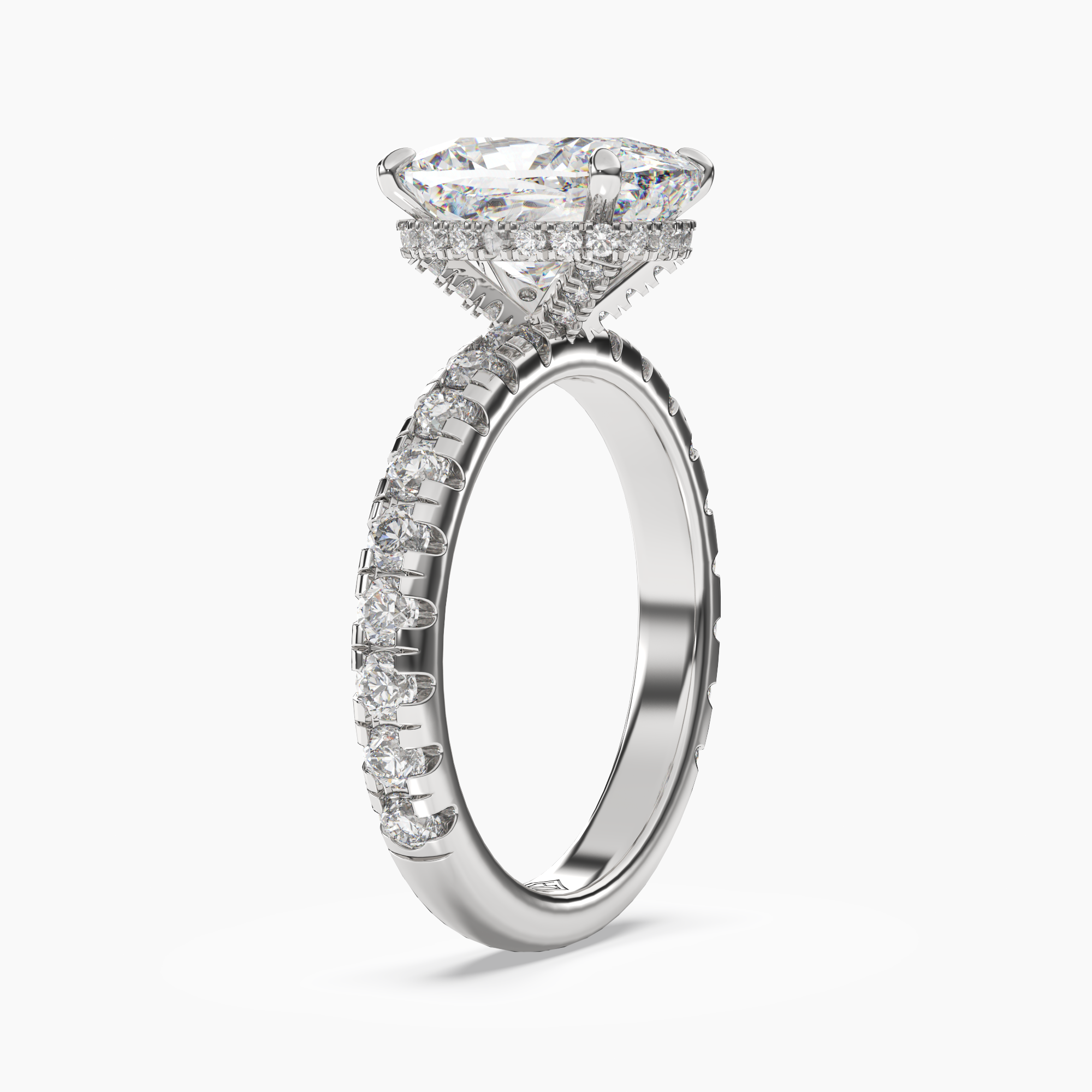 Iris 2 Carat Cushion Cut Hidden Halo Lab Grown Diamond Ring in 18K Rose Gold - View 5