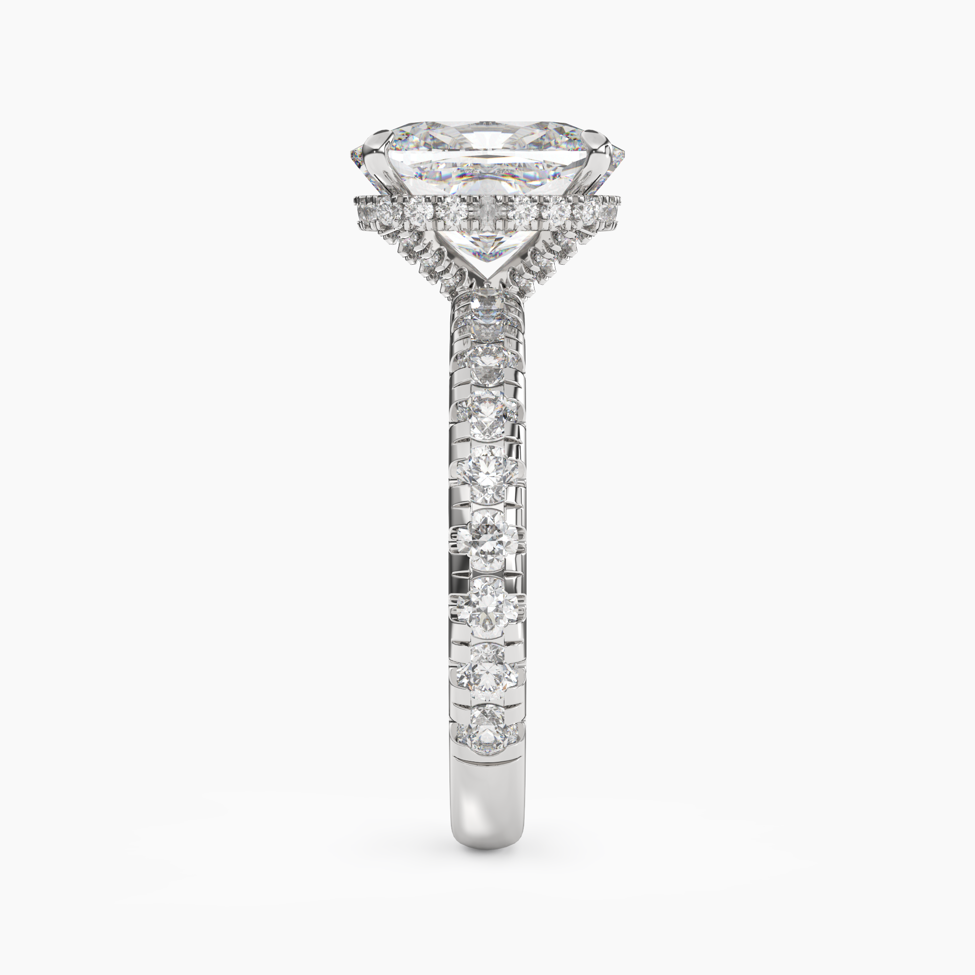 Iris 2 Carat Cushion Cut Hidden Halo Lab Grown Diamond Ring in 18K White Gold - View 3
