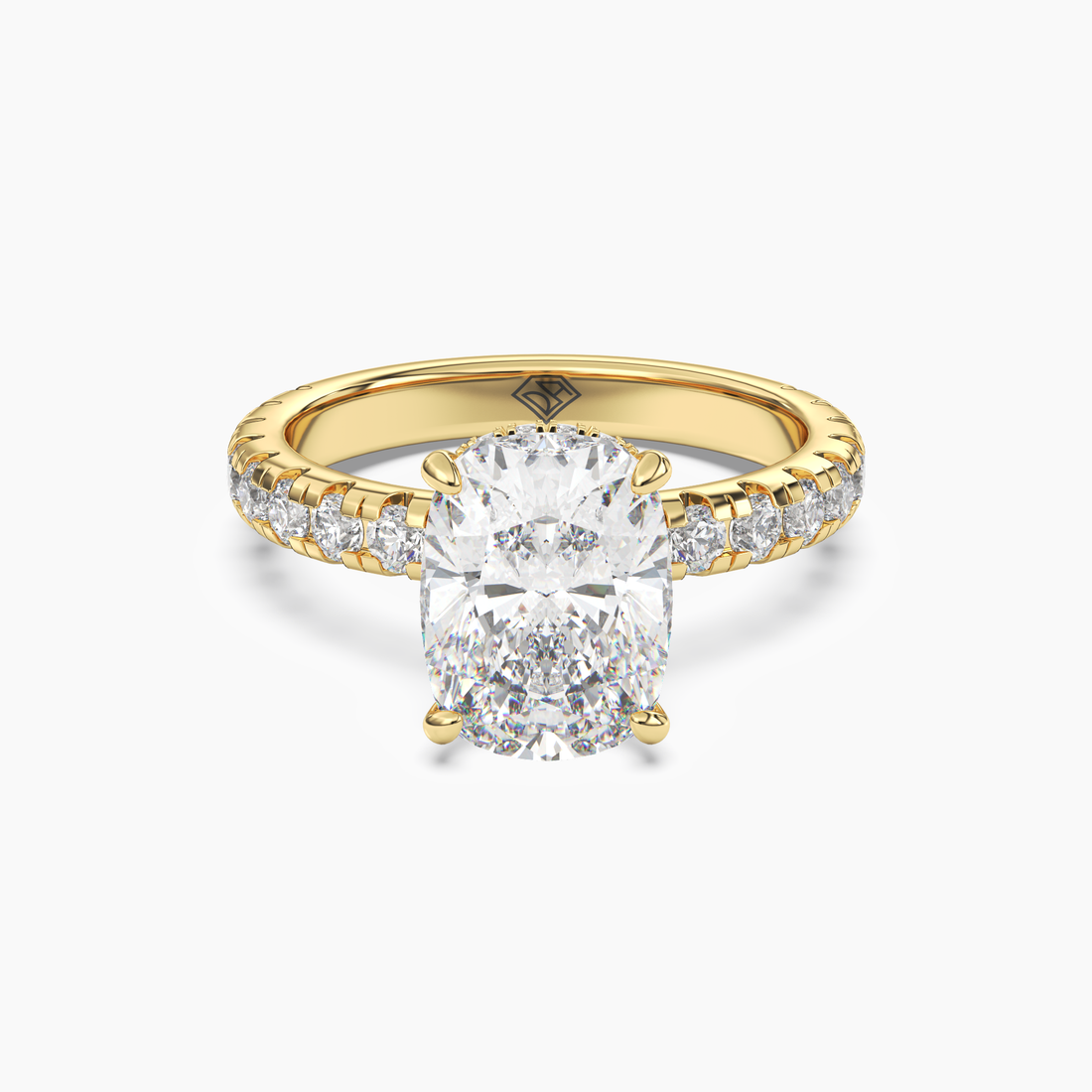 Iris 2 Carat Cushion Cut Hidden Halo Lab Grown Diamond Ring in 14K Rose Gold - View 7