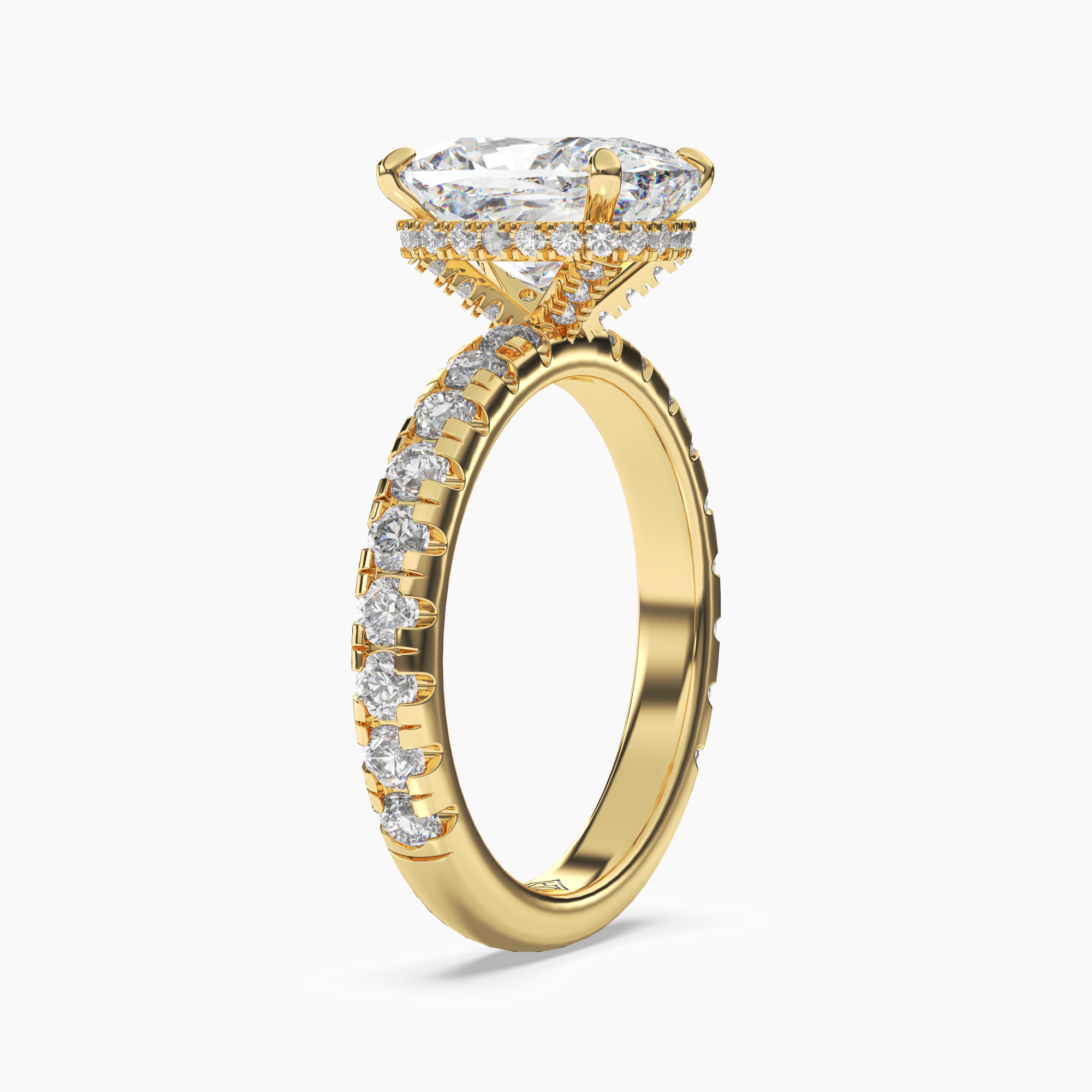Iris 3 Carat Cushion Cut Hidden Halo Lab Grown Diamond Ring in Platinum - View 5
