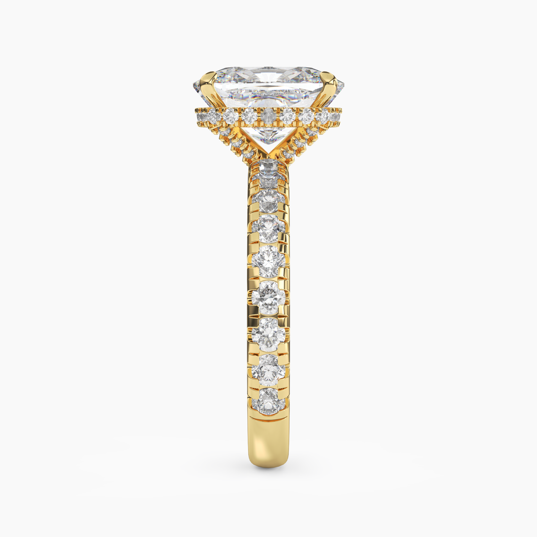 Iris 5 Carat Cushion Cut Hidden Halo Lab Grown Diamond Ring in 14K Rose Gold - View 9