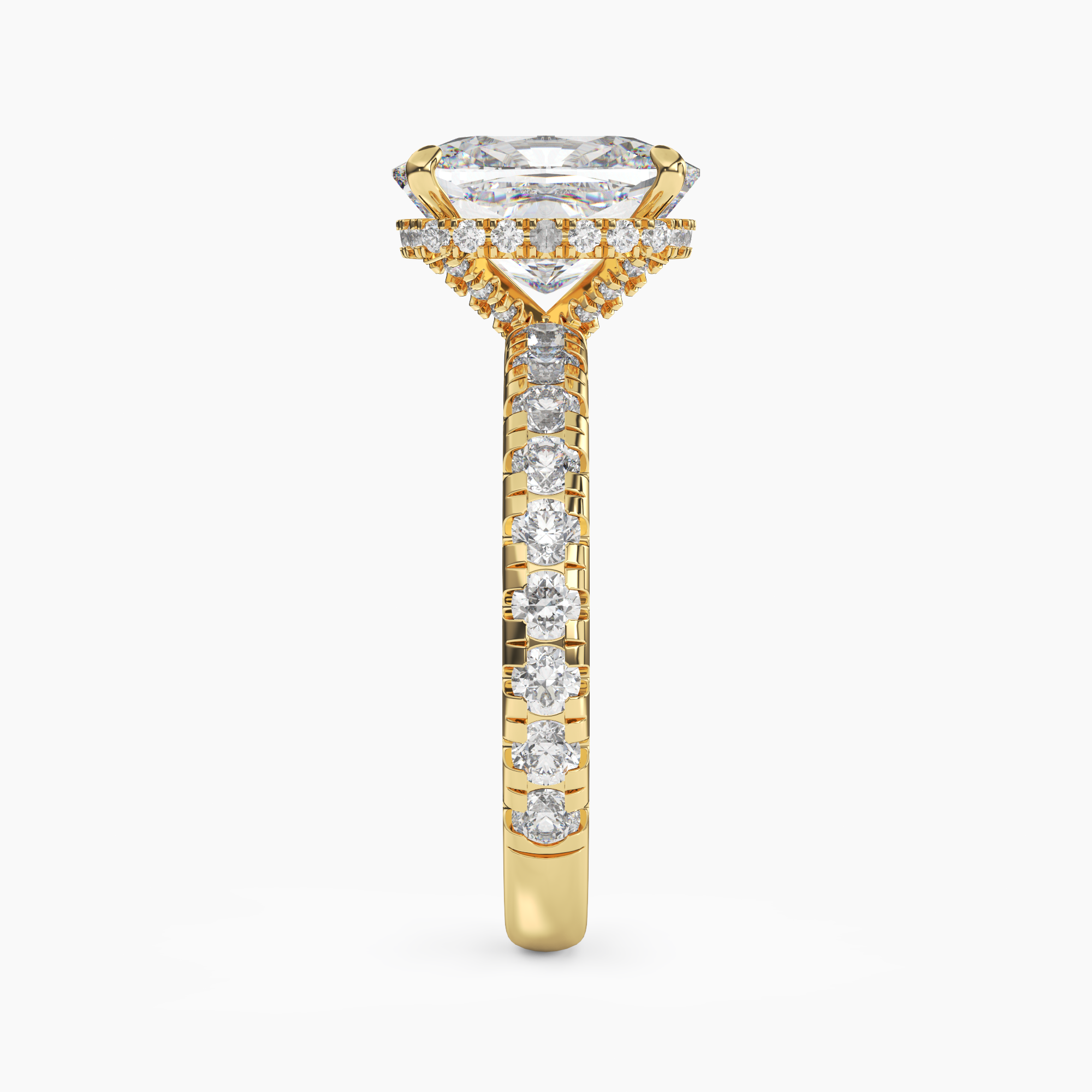 Iris 4.5 Carat Cushion Cut Hidden Halo Lab Grown Diamond Ring in 18K White Gold - View 6